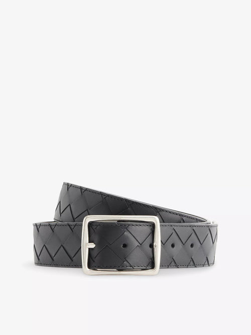 Bottega Veneta Men's Reversible Intrecciato Leather Belt Bottega Veneta