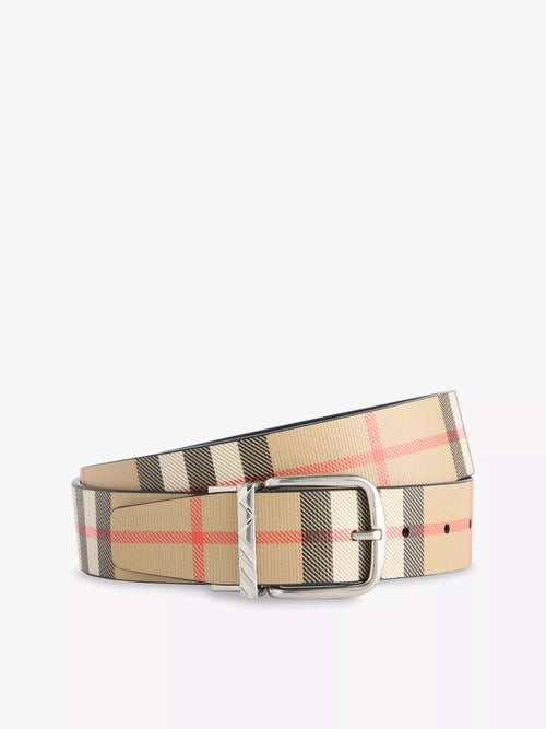 Burberry Men's The Check Leather Belt Burberry