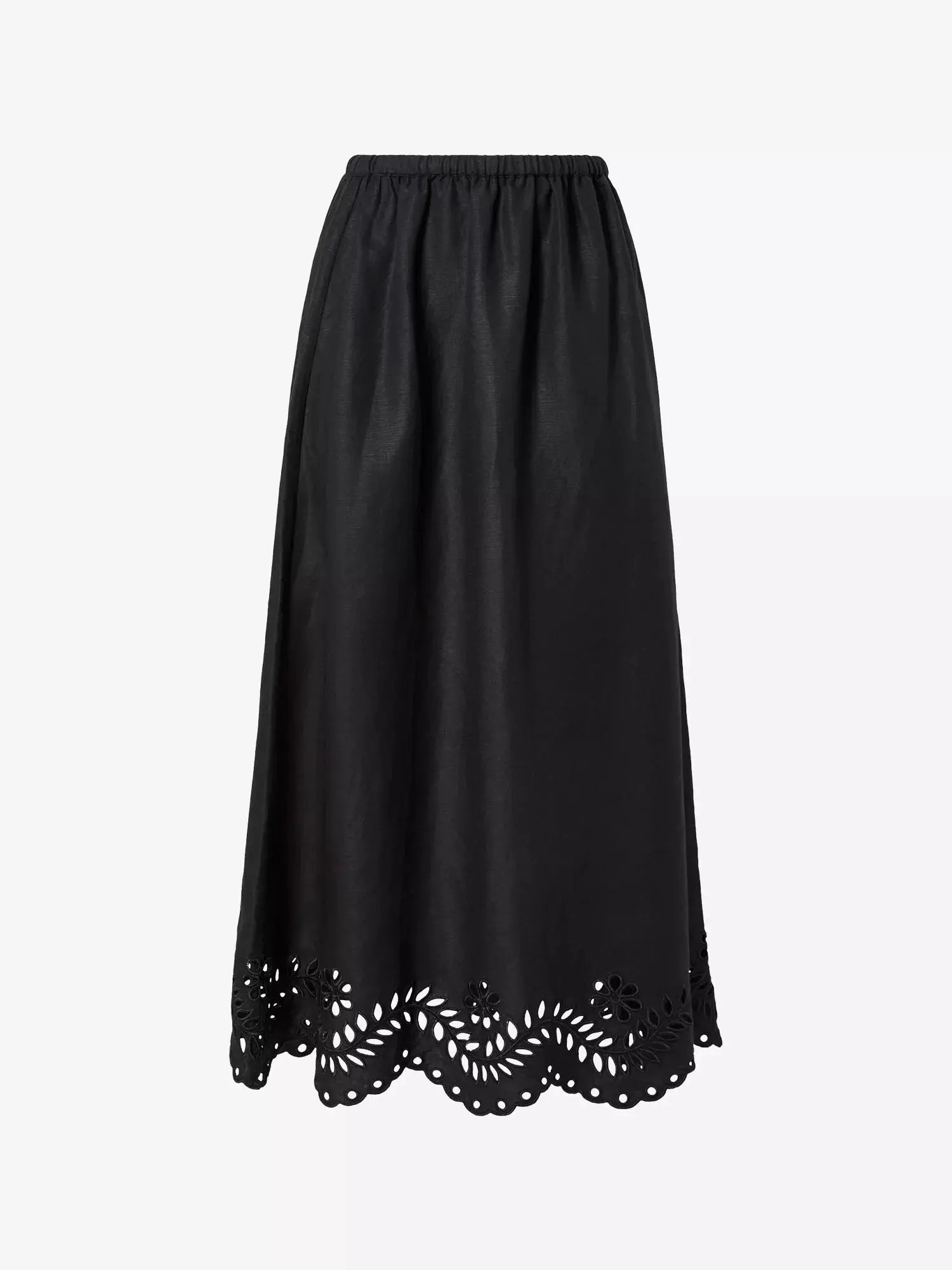 Malina Women's Chara Broderie-Anglais Linen-Blend Maxi Skirt Malina