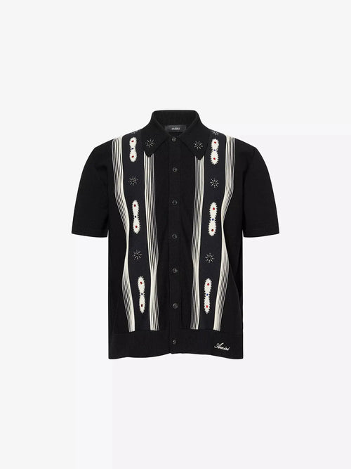 Amiri Men's Stud Stripe Short-Sleeves Wool-Blend Shirt Amiri