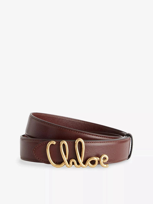 Chloe Women's Logo-Plaque Leather Belt Chloe