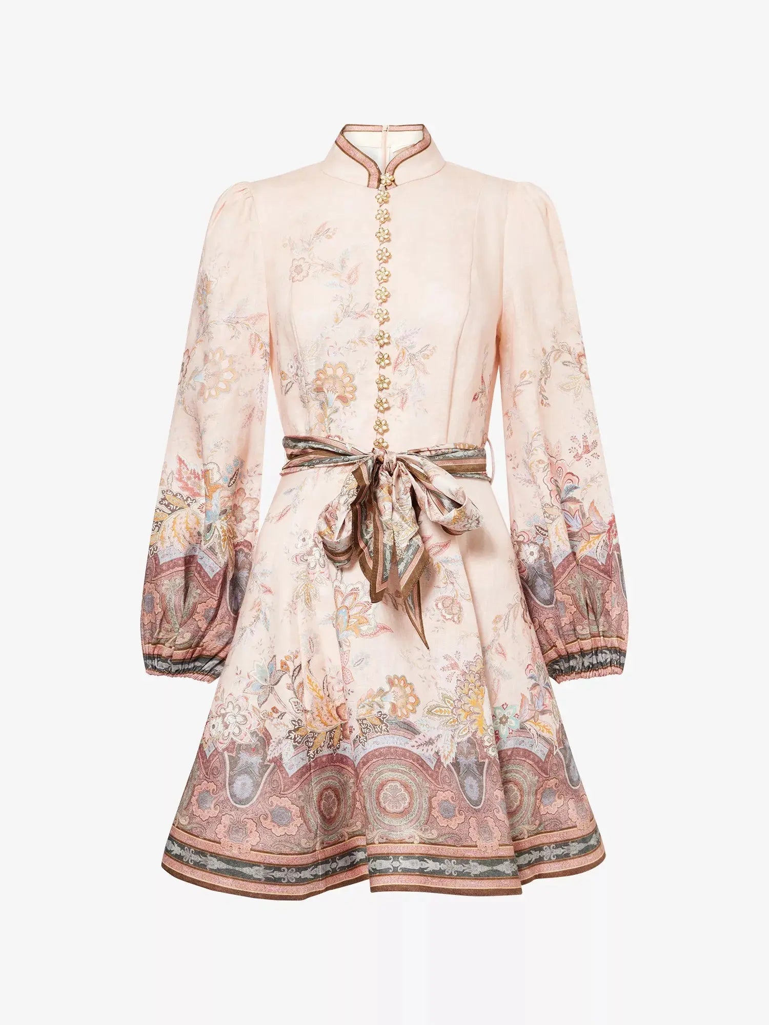 Zimmermann Women's Alchemy Belted Floral-Print Linen Mini Dress Zimmermann