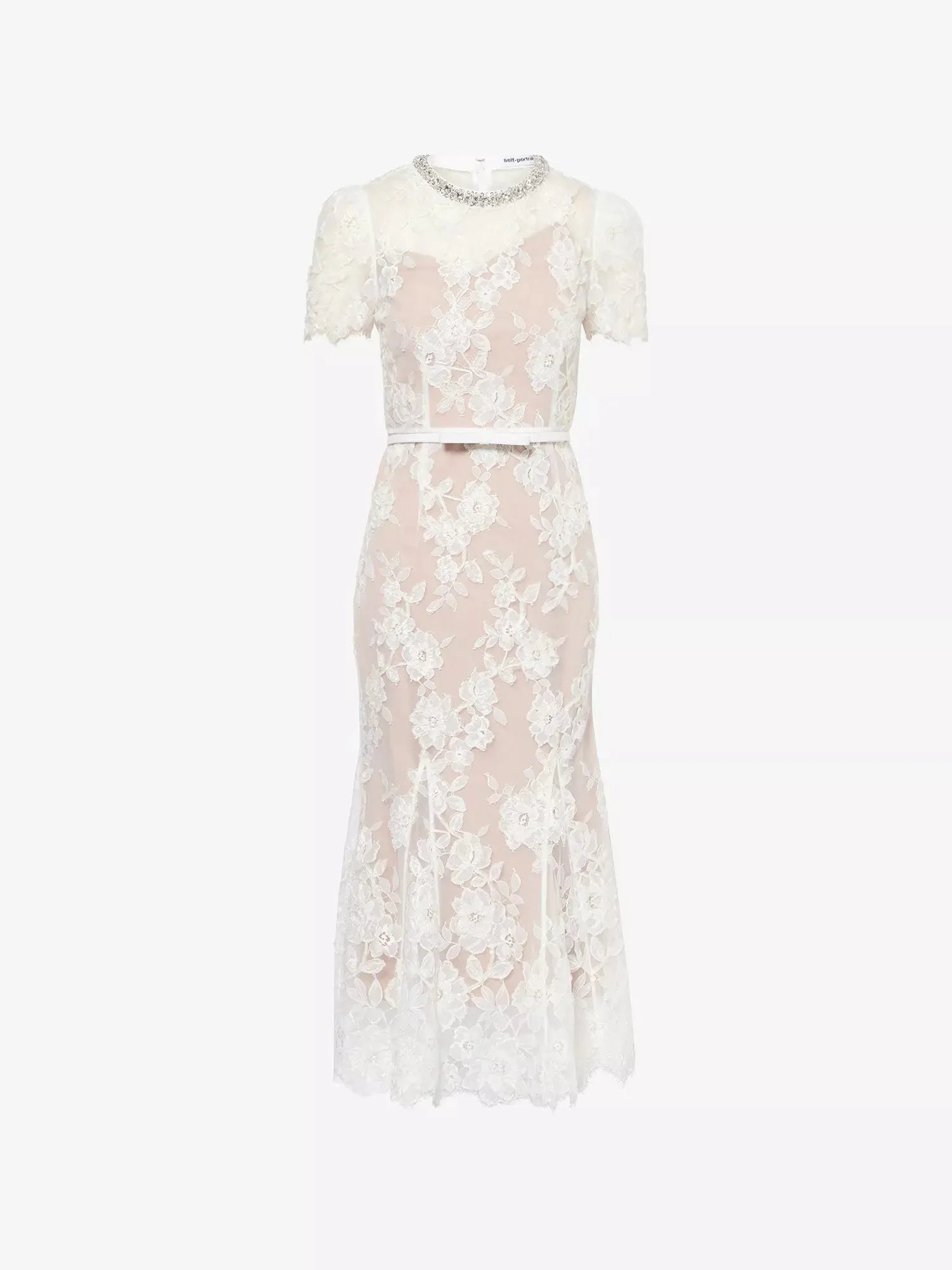 Self-Portrait Women's Diamanté-Neck Sequin-Embellished Lace Midi Dress Self-Portrait