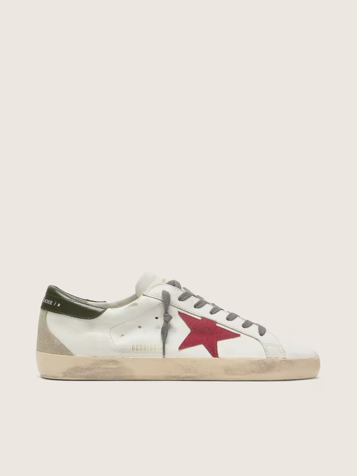 Golden Goose Men's Super-Star with red suede star and green leather heel tab Golden Goose