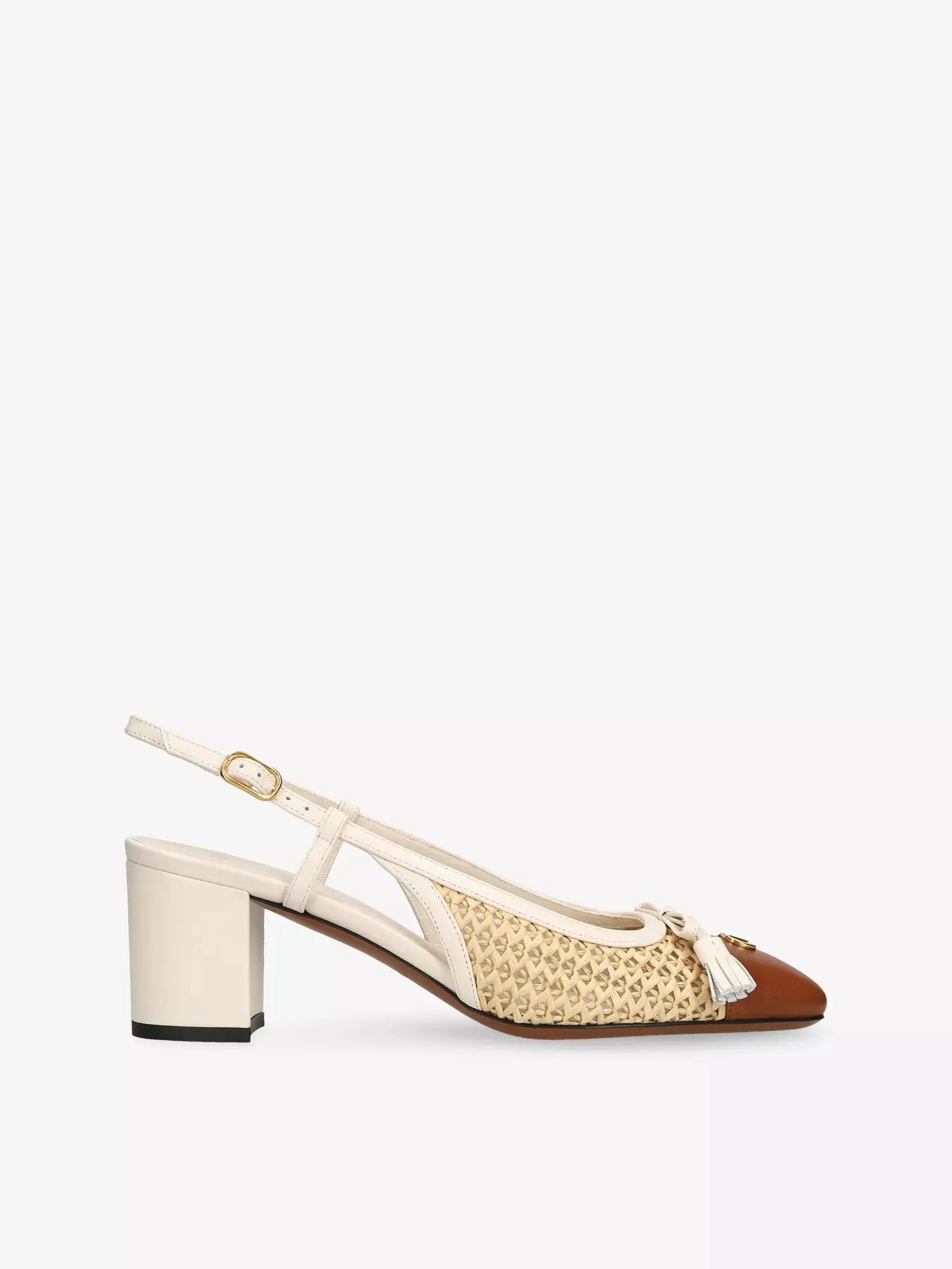 Valentino Garavani Women's Valet Du Roi 60 Raffia And Leather Slingbacks Valentino Garavani