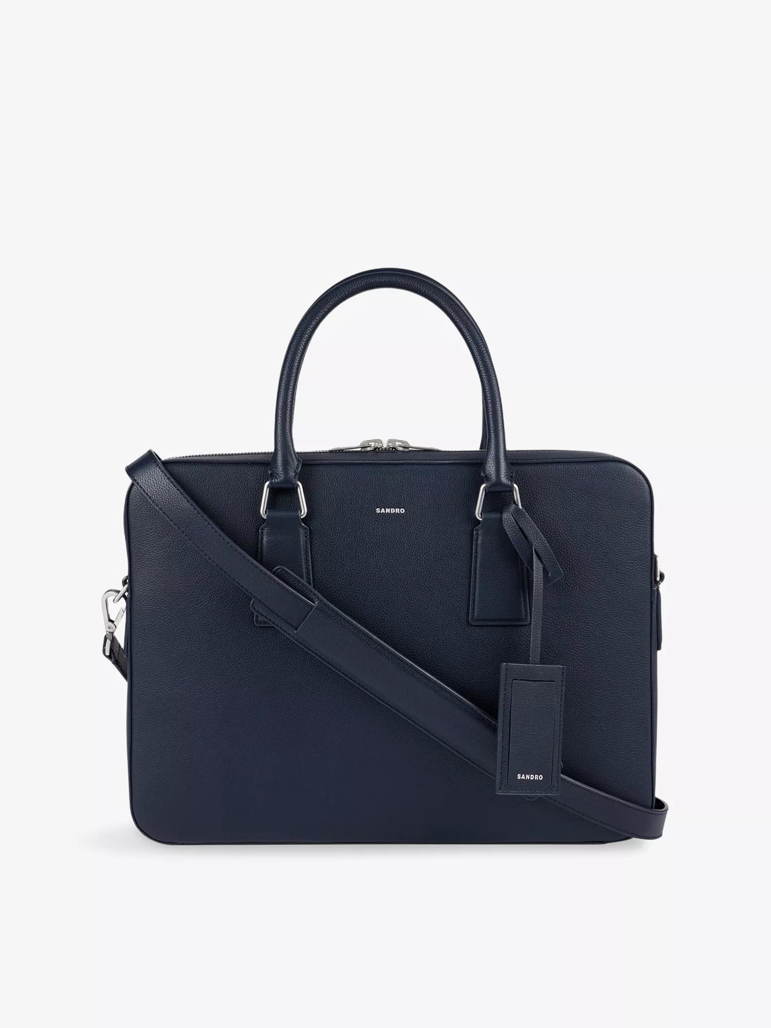 Sandro Men's Grained Large Leather Briefcase Sandro