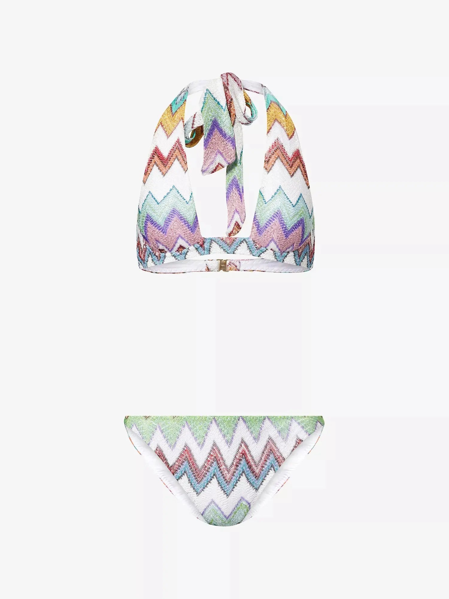 Missoni Women's Chevron-Pattern Halterneck Metallic-Knit Bikini Set Missoni