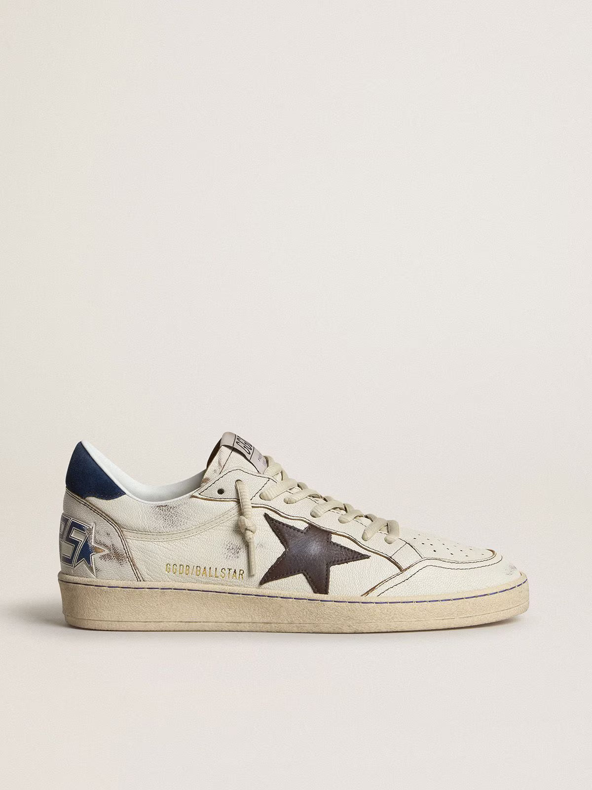 Golden Goose Men's Ball Star with black star and blue suede heel tab Golden Goose