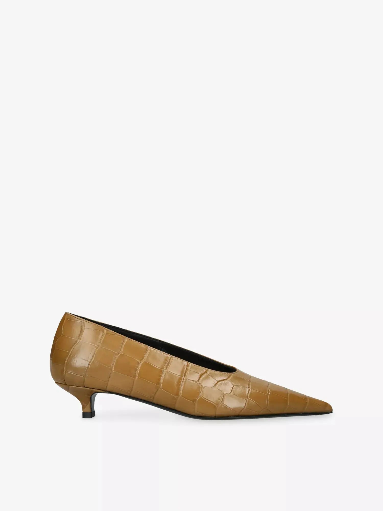 Toteme Women's Sharp Croco-Embossed Kitten Leather Pumps Toteme