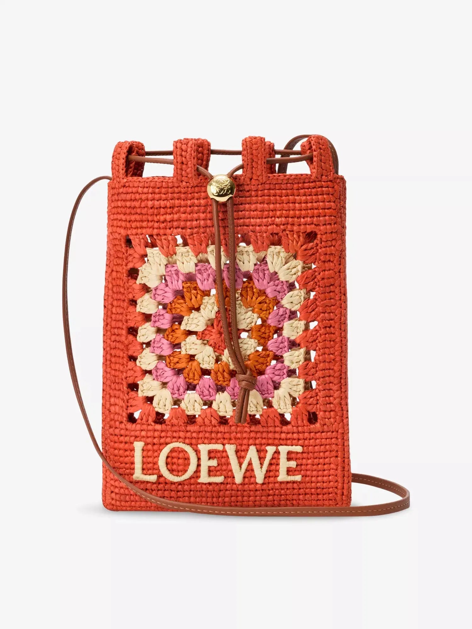 Loewe Women's Loewe x Paula's Ibiza Drawstring-Pocket Crochet Raffia Cross-Body Bag Loewe