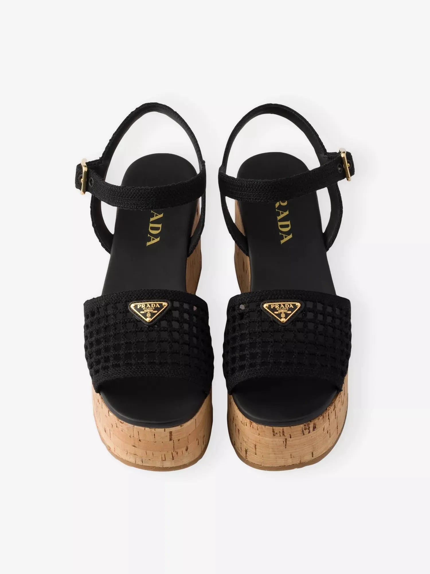 Prada Women's Crochet Wedge Woven Platform Sandals Prada