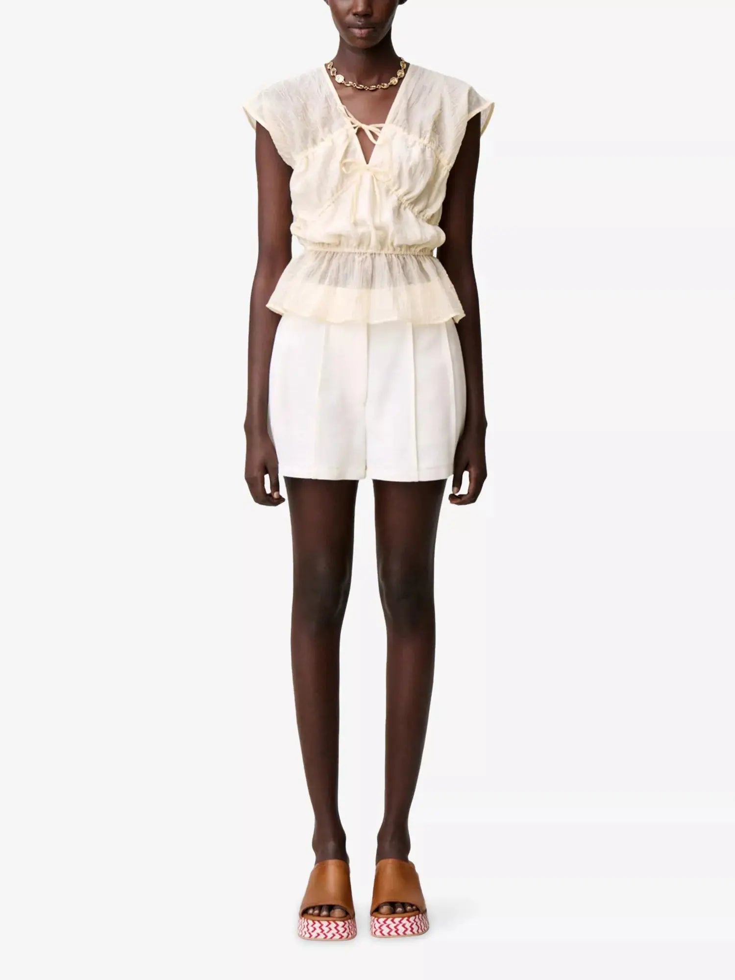 Claudie Pierlot Women's Pleated Side-Pocket Lyocell-Blend Shorts Claudie Pierlot