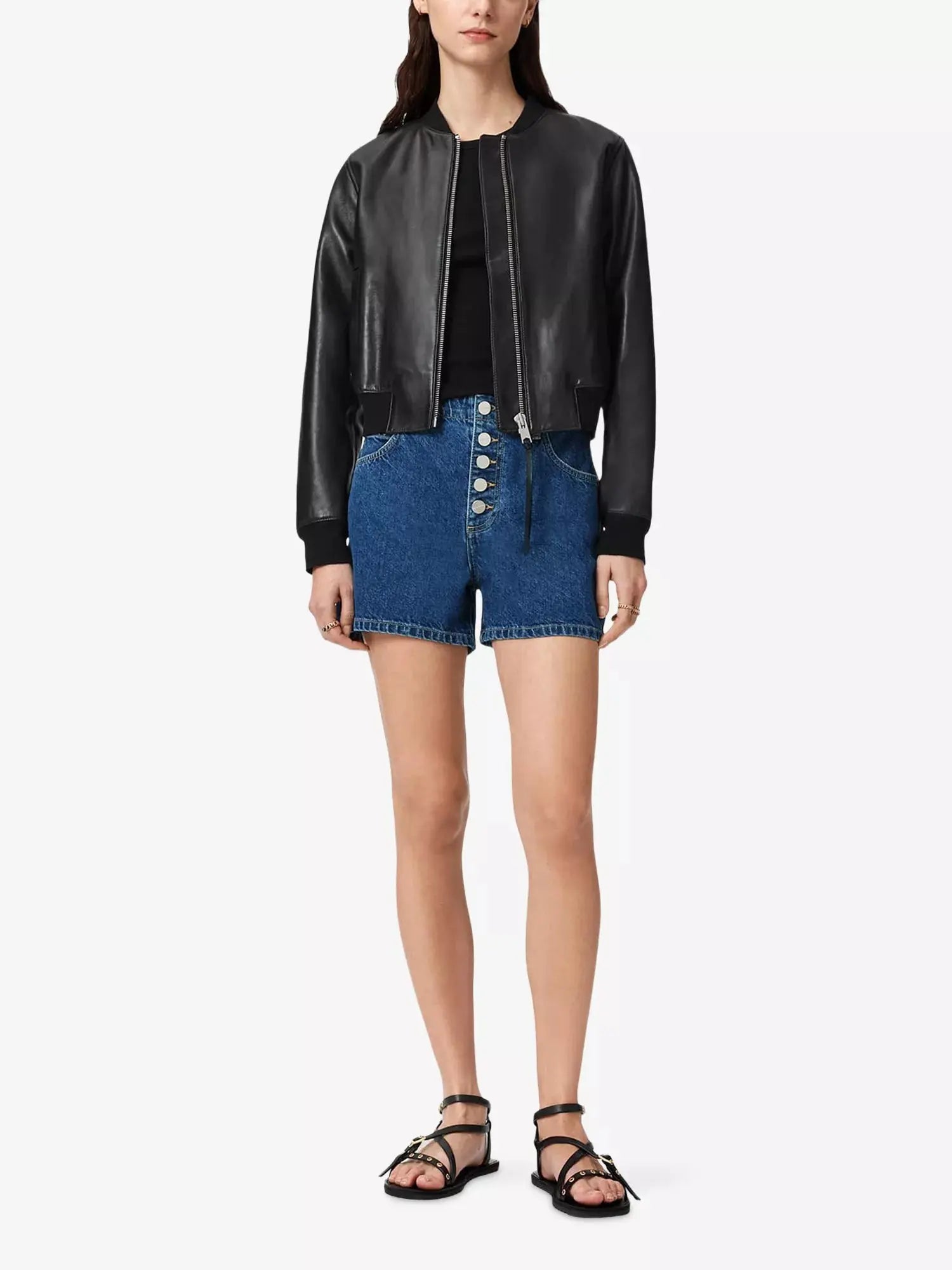 AllSaints Women's Tay Button-Up Denim Shorts Allsaints