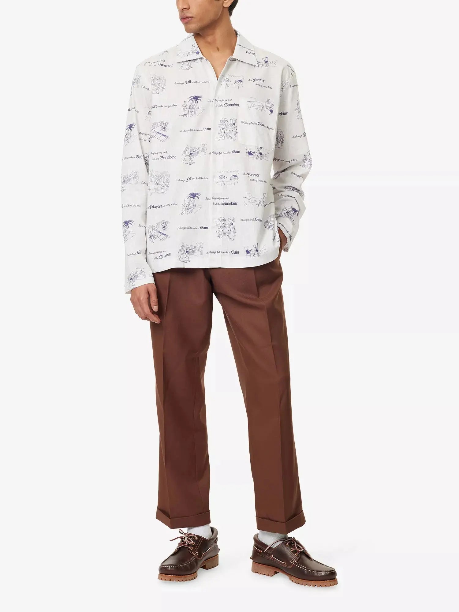 Palmes Men's Sunshine Printed Cotton And Linen Shirt Palmes