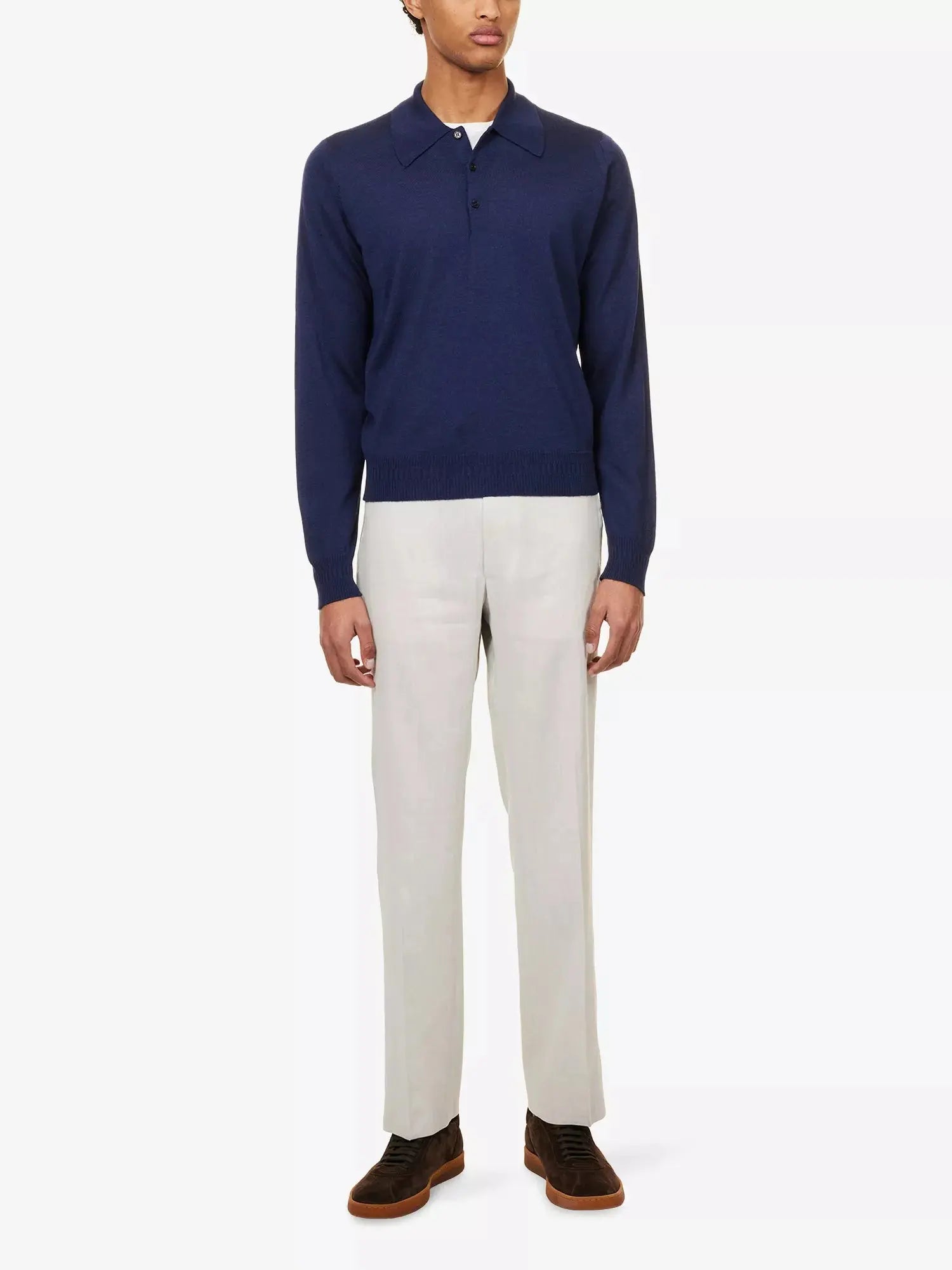 John Smedley x Bill Nighy Men's Cashmere and Silk-Blend Polo T-Shirt John Smedley