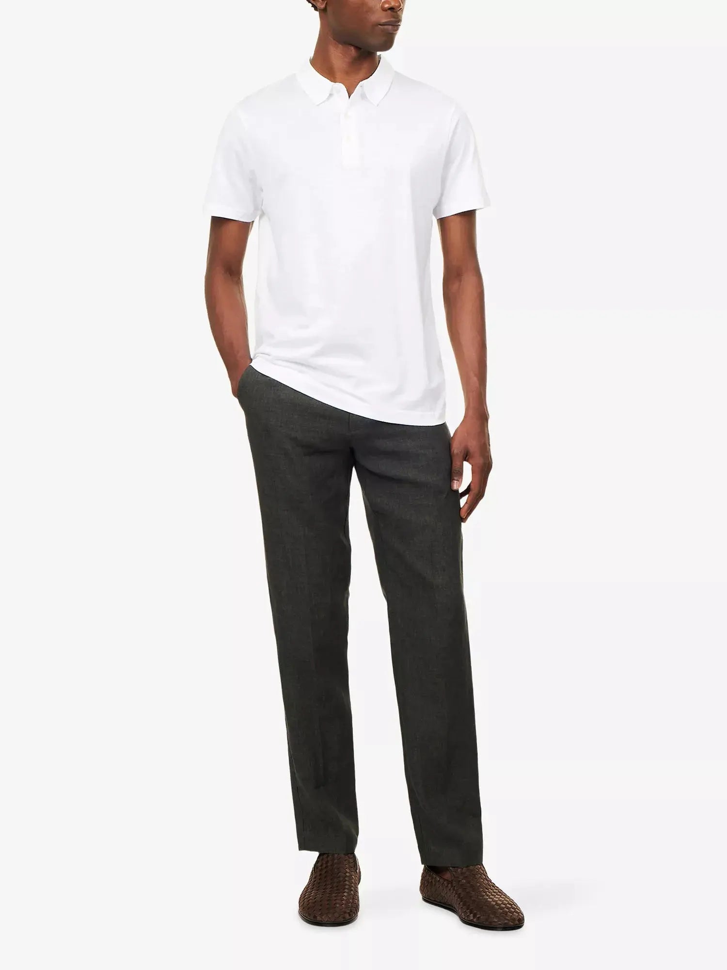 Sunspel Men's Tapered-Leg Tailored Linen Trousers Sunspel