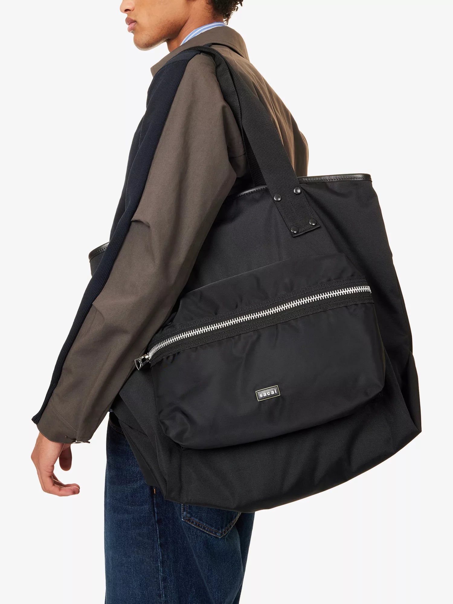 Sacai Men's Pocket Large Woven Tote Bag Sacai
