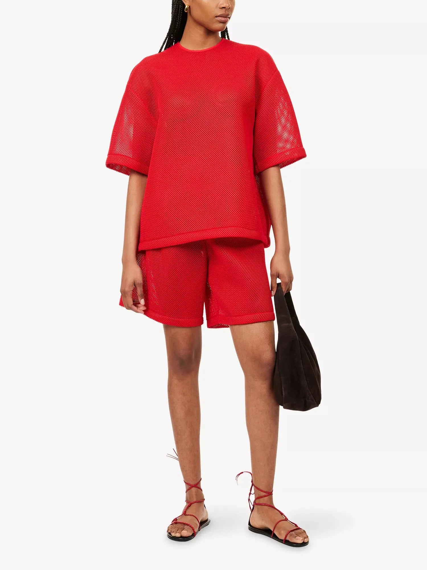 The Frankie Shop Women's Marfa Pleated Mesh Bermuda Shorts The Frankie Shop