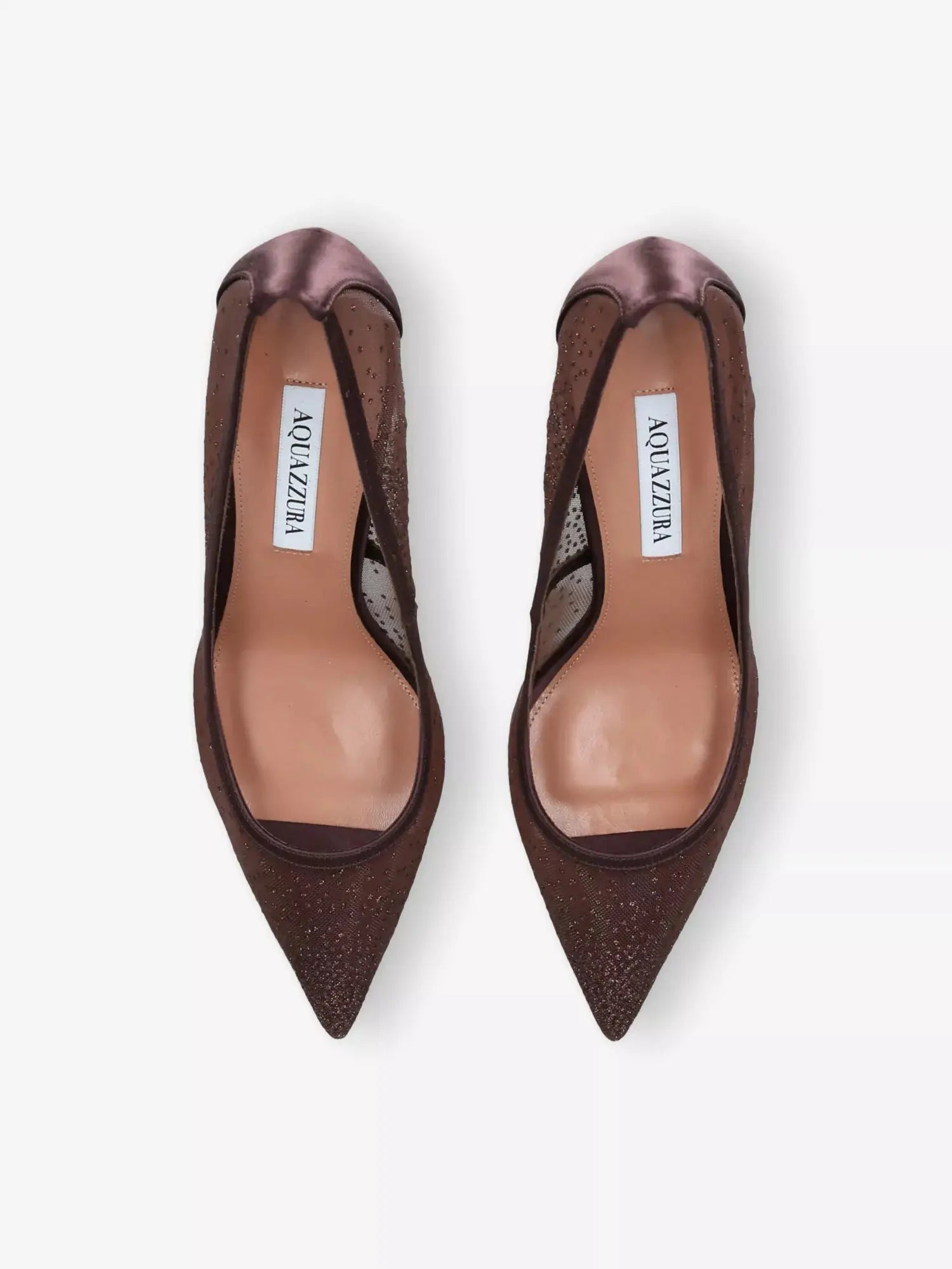 Aquazzura Women's Nude 85 Satin And Mesh Pumps Aquazzura