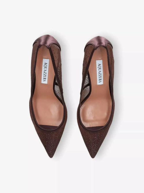 Aquazzura Women's Nude 85 Satin And Mesh Pumps Aquazzura