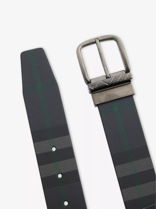 Burberry Men's Reversible Checked Leather Belt Burberry