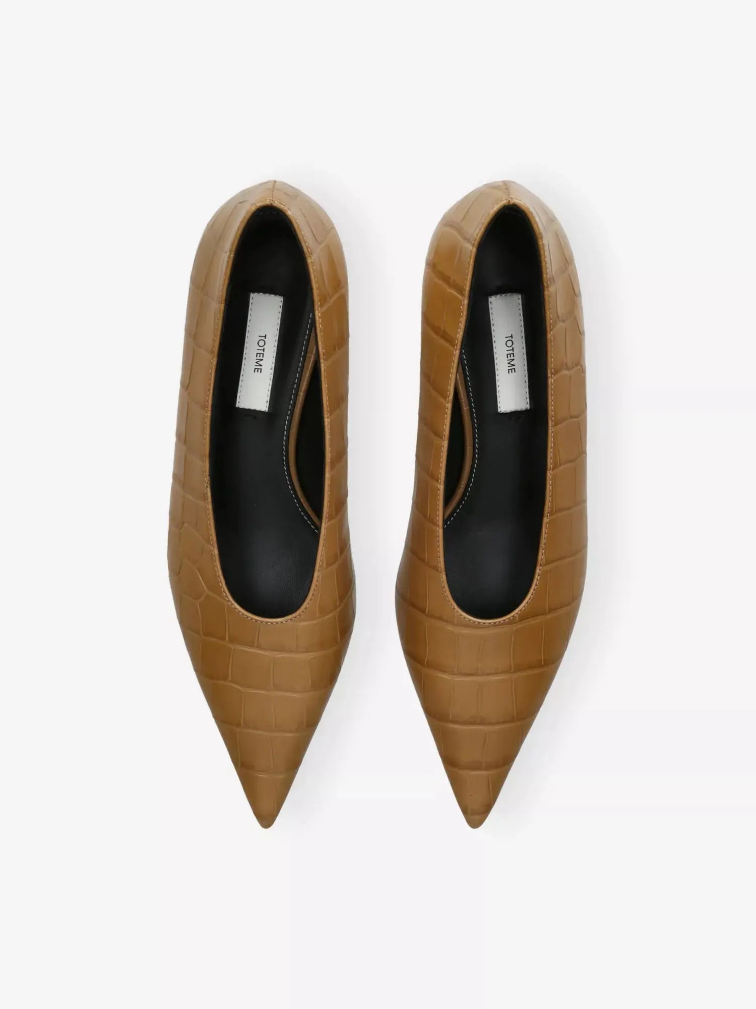 Toteme Women's Sharp Croco-Embossed Kitten Leather Pumps Toteme