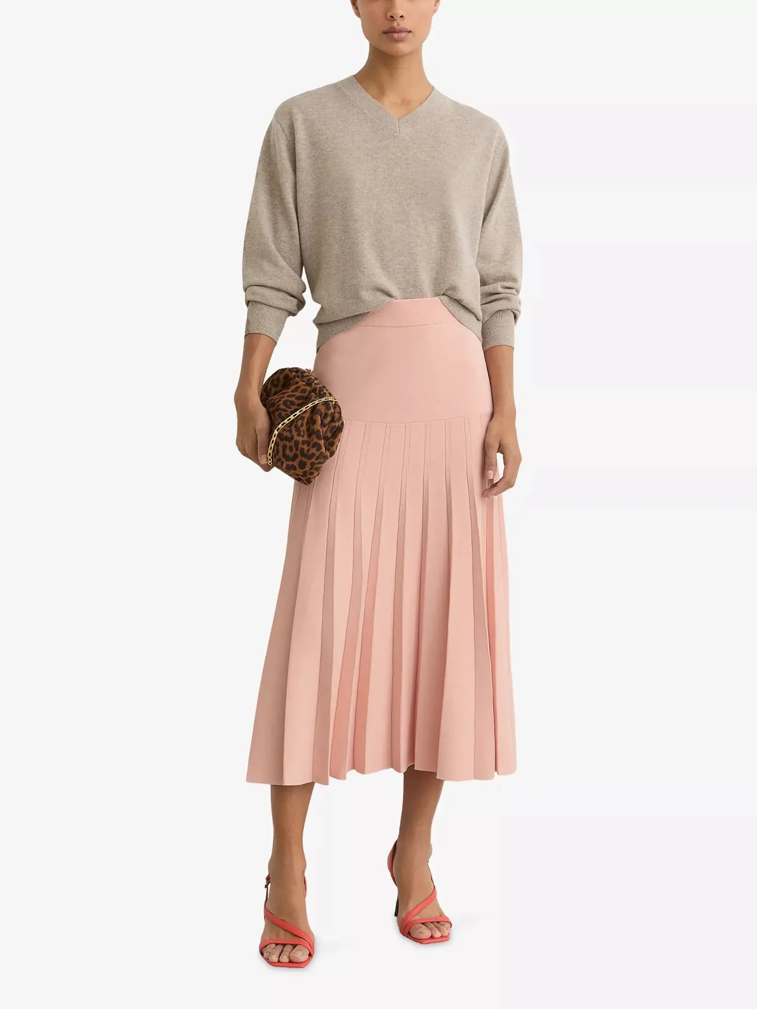 Reiss Women's Alice Pleated Stretch-Knit Midi Skirt Reiss
