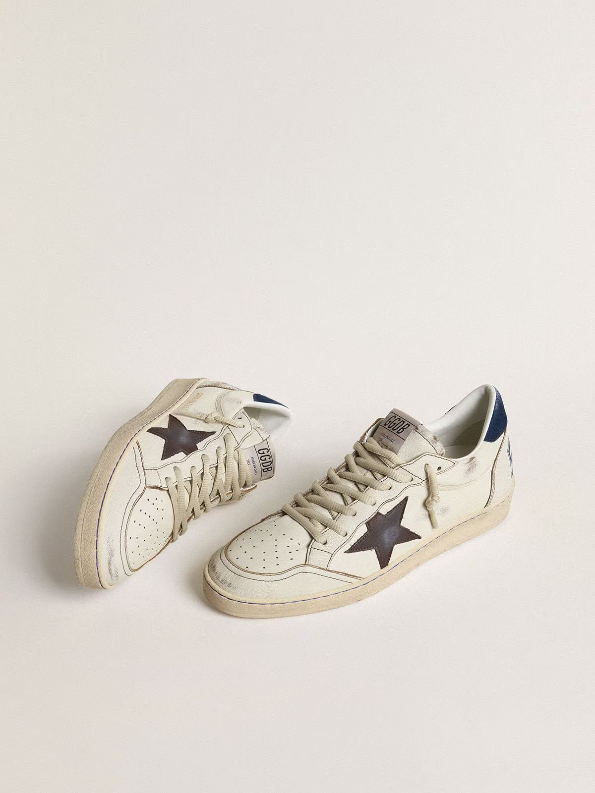Golden Goose Men's Ball Star with black star and blue suede heel tab Golden Goose