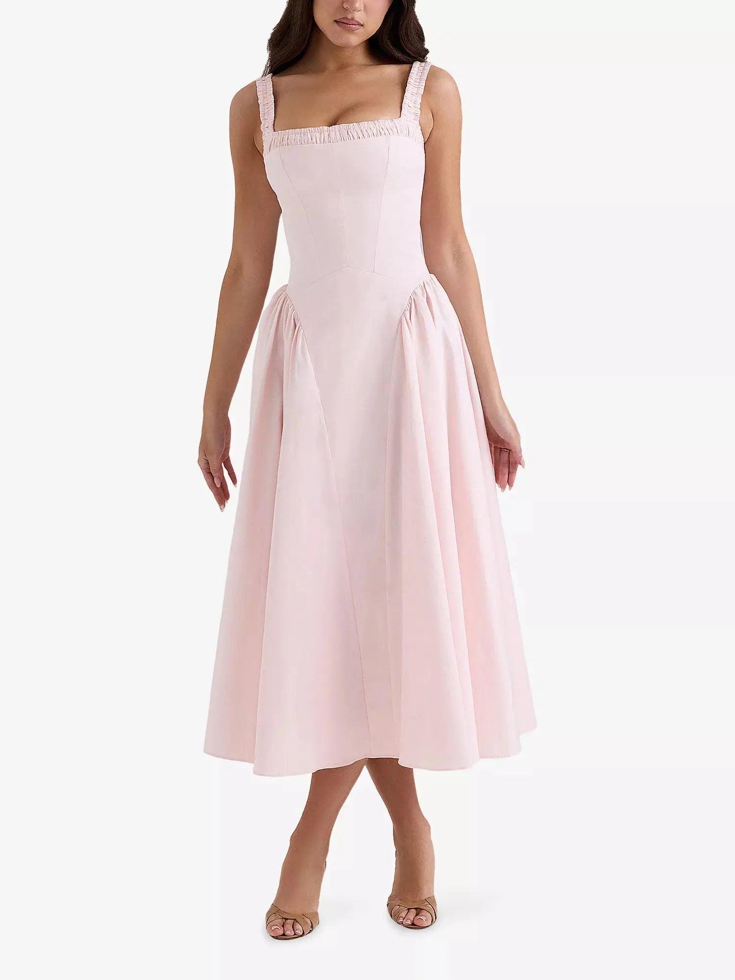 House of CB Women's Dorothy Gathered Stretch-Cotton Midi Dress House of CB