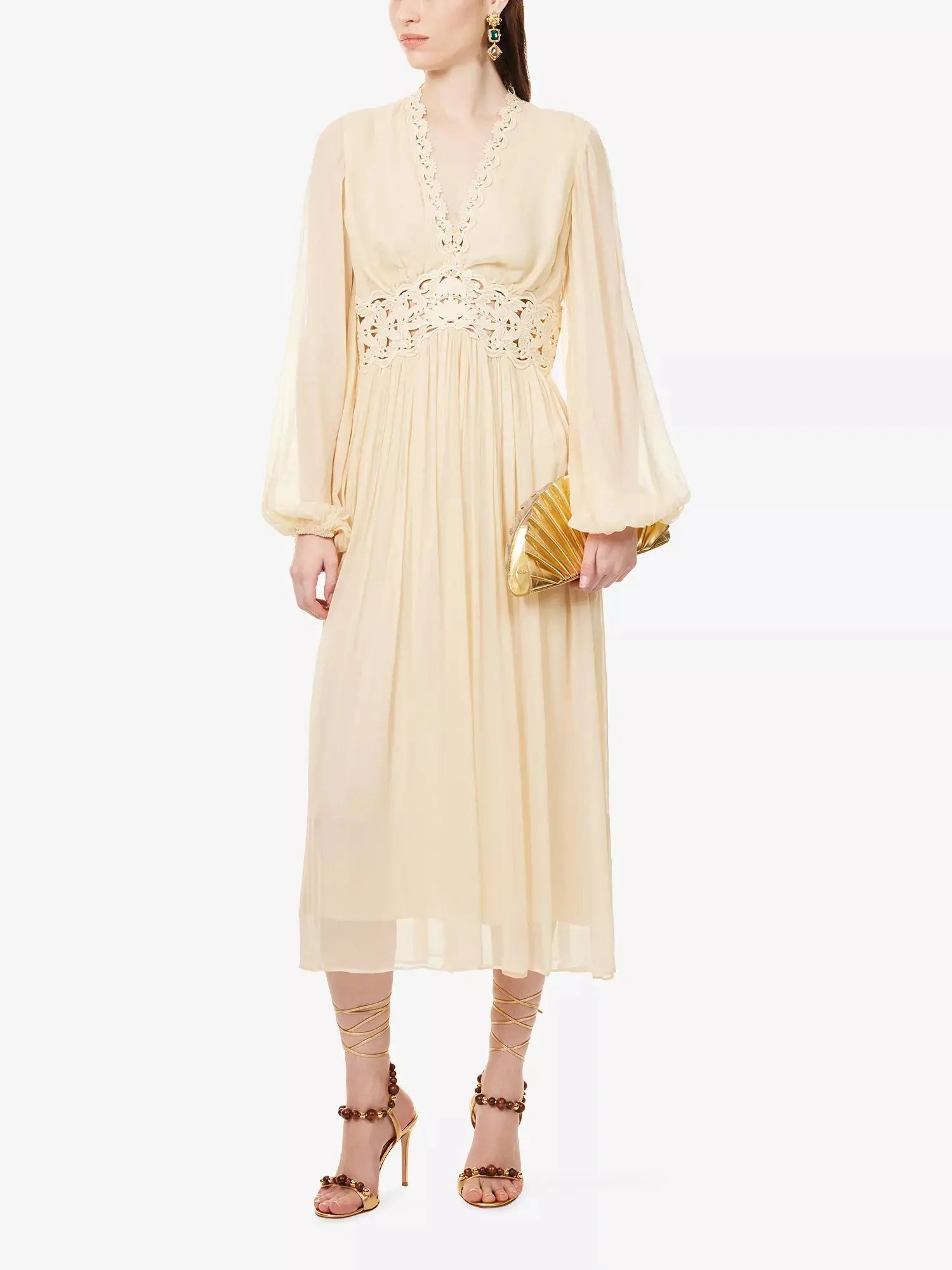 Zimmermann Women's Luna Embroidered Woven Midi Dress Zimmermann