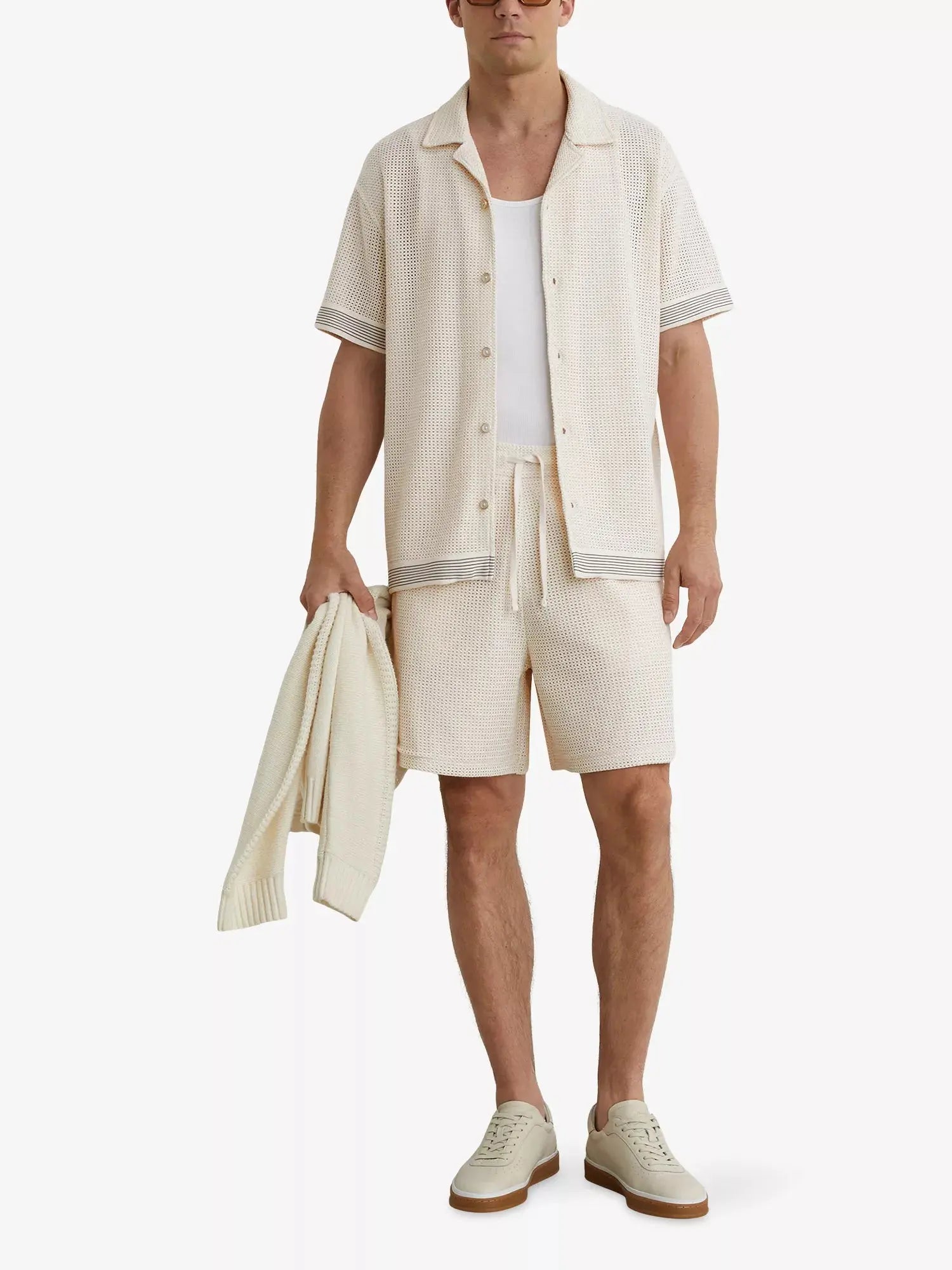 Reiss Men's Aliso Short-Sleeved Crochet Shirt Reiss