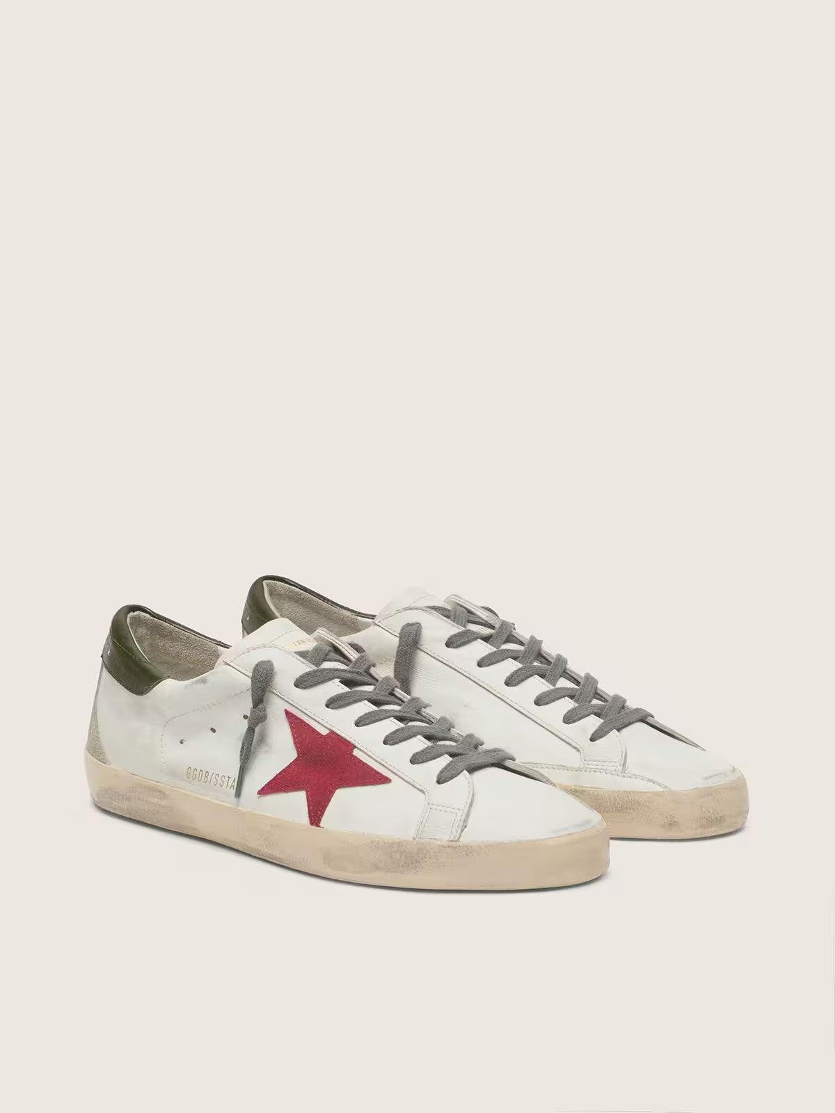 Golden Goose Men's Super-Star with red suede star and green leather heel tab Golden Goose