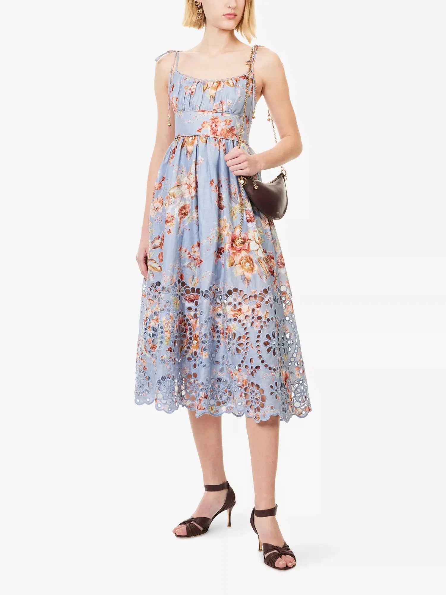 Zimmermann Women's Awaken Picnic Floral Linen Midi Dress Zimmermann