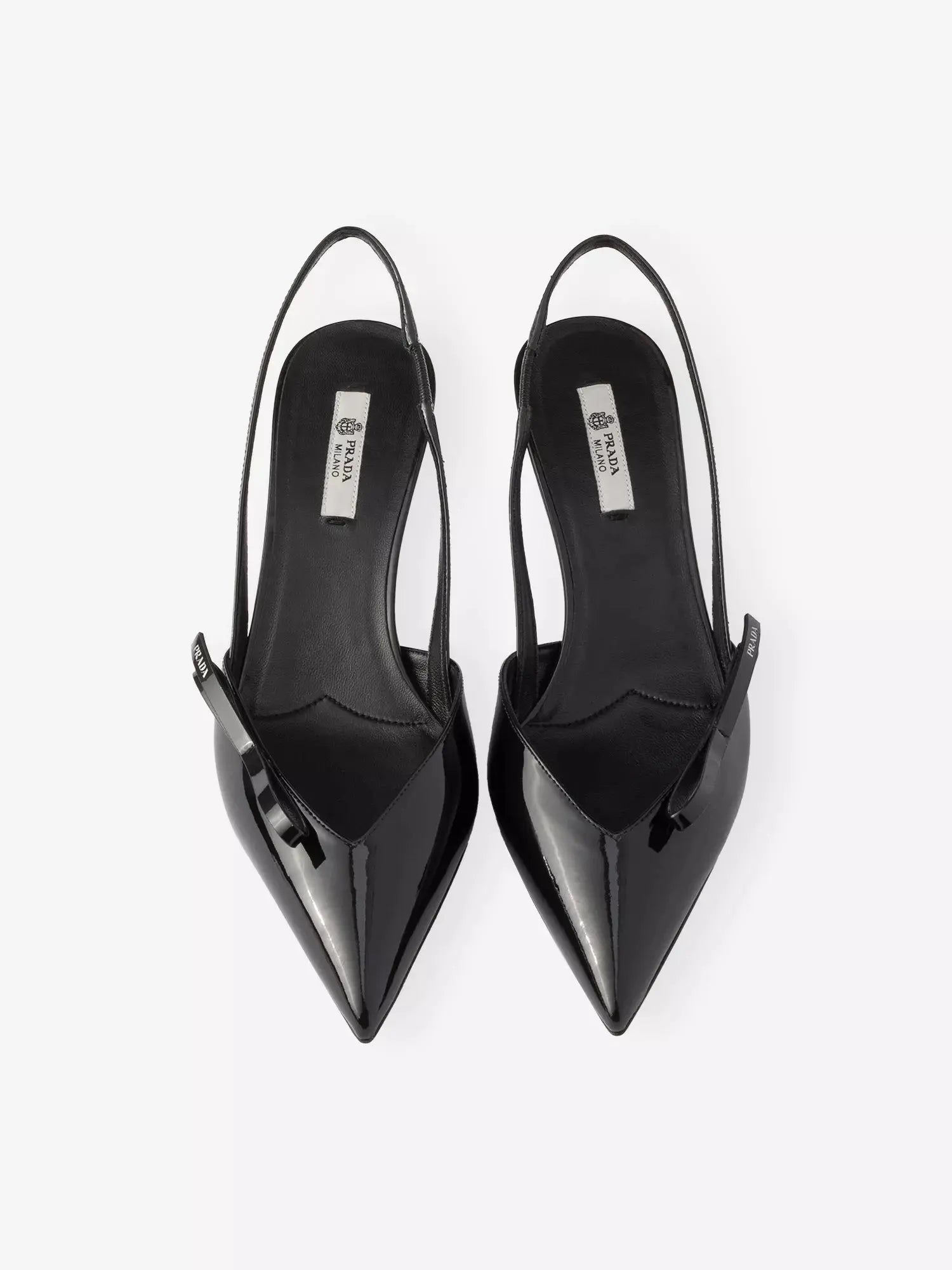 Prada Women's Bow-Embroidered Patent-Leather Slingback Pumps Prada