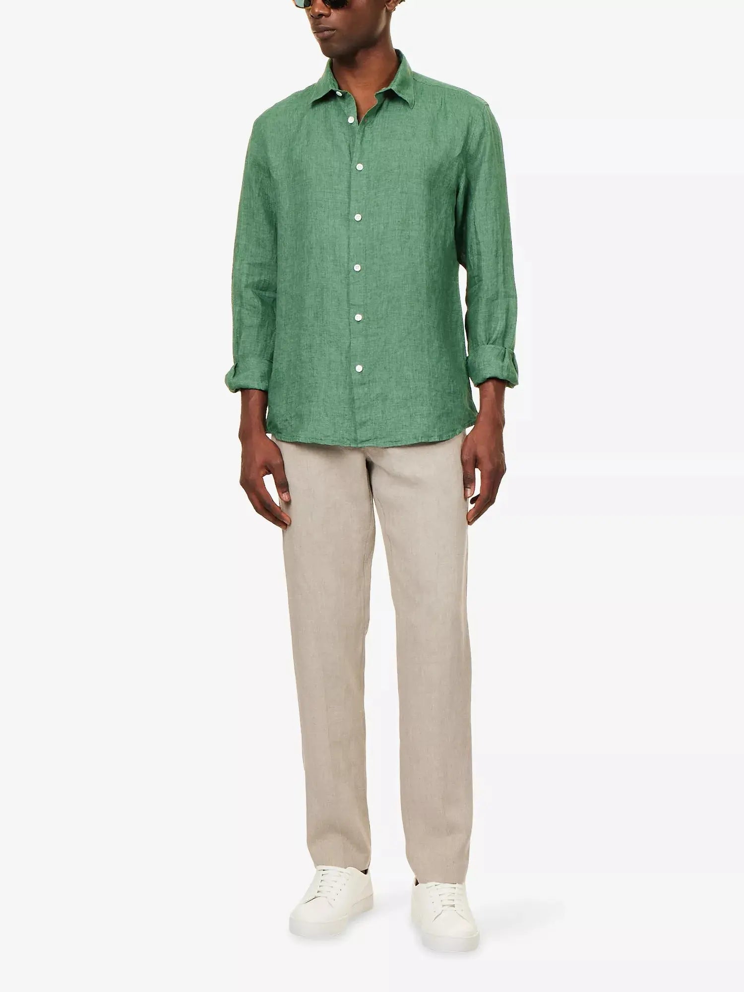 Sunspel Men's Tapered-Leg Tailored Linen Trousers Sunspel