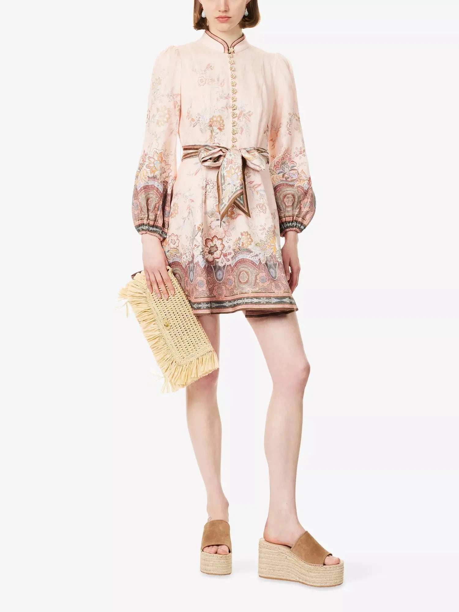 Zimmermann Women's Alchemy Belted Floral-Print Linen Mini Dress Zimmermann