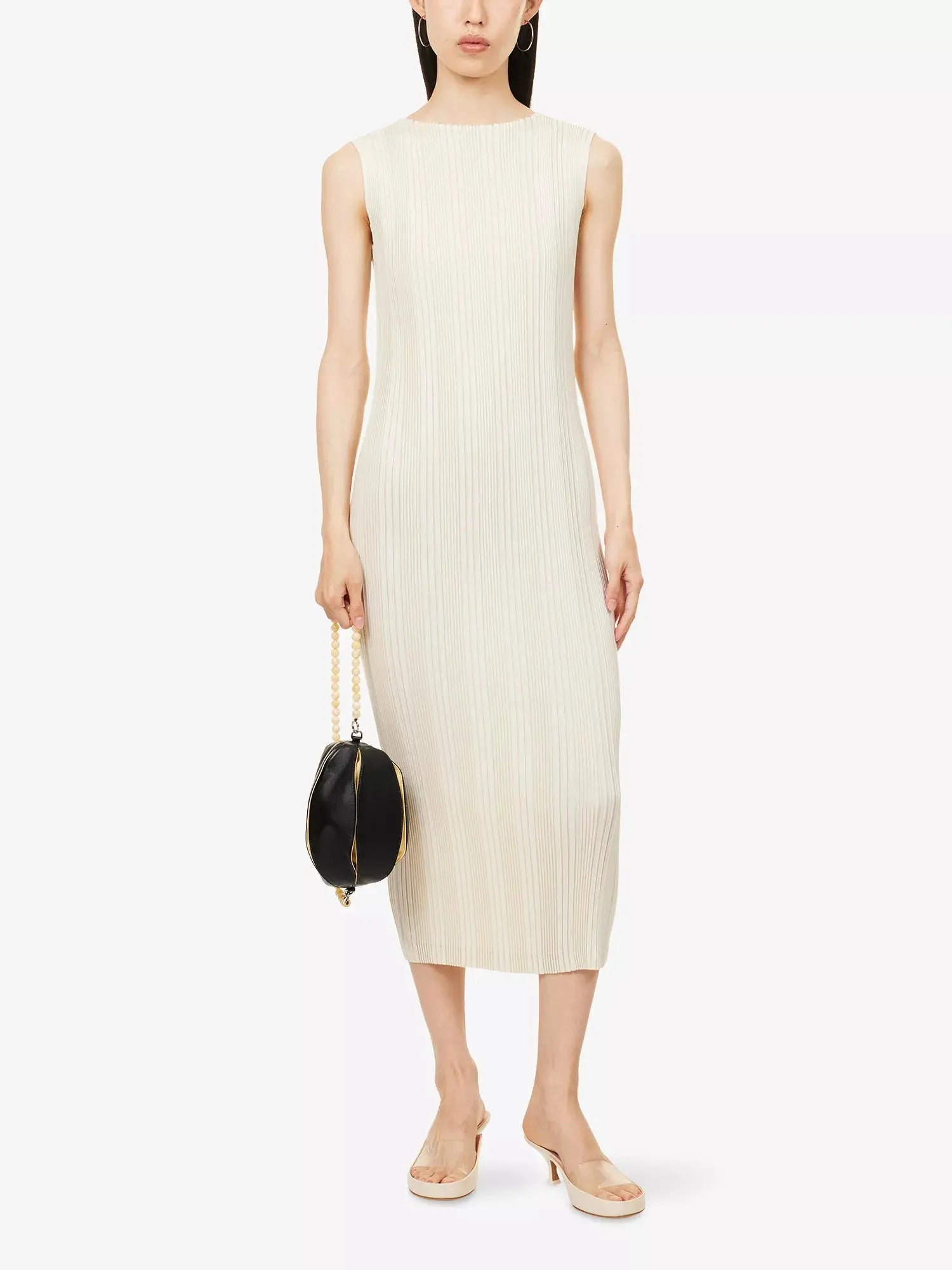 Issey Miyake Women's Sleeveless Pleats Knitted Midi Dress Issey Miyake