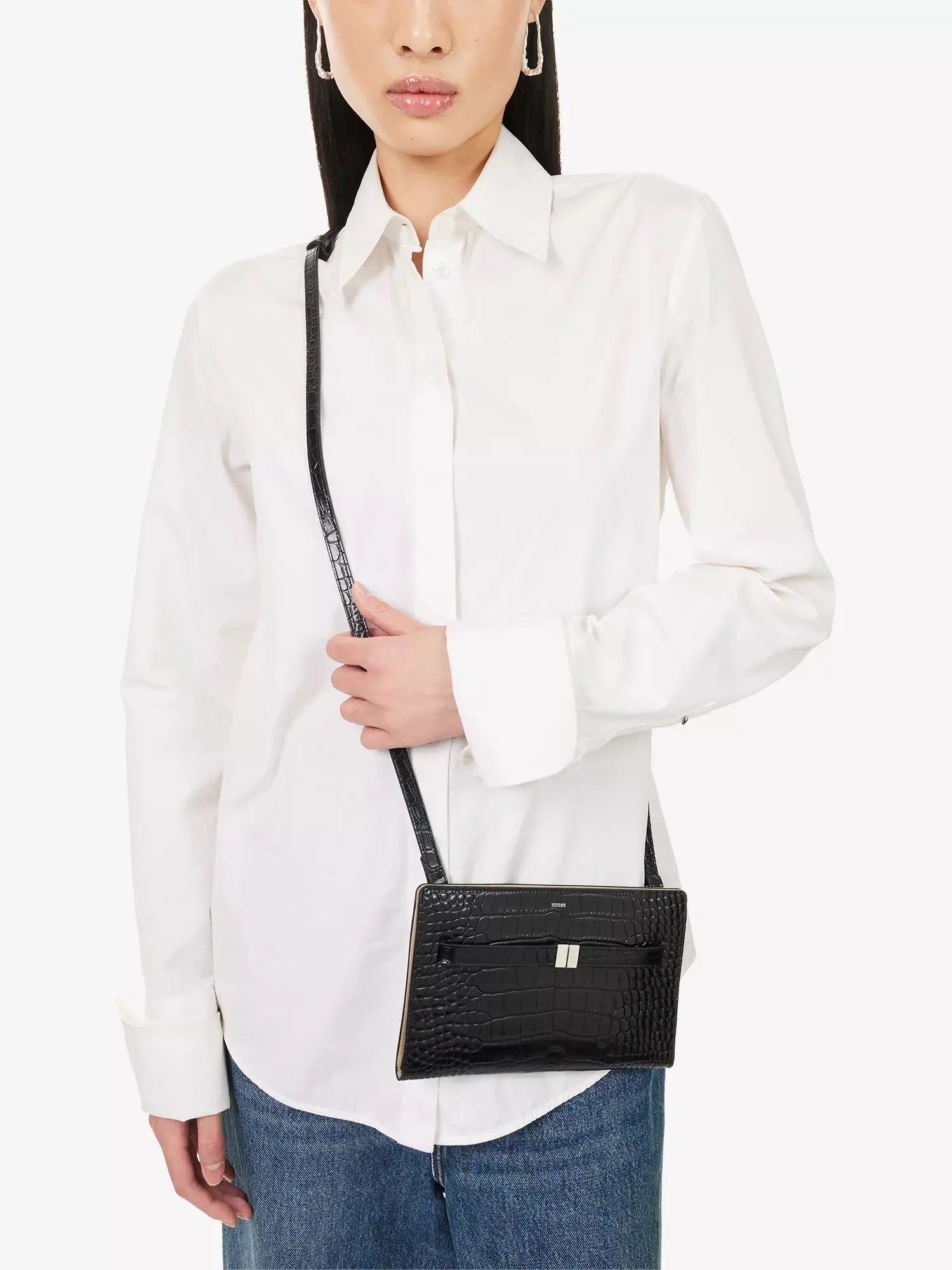 Toteme Women's Belted Croco-Embossed Leather Cross Body Bag Toteme