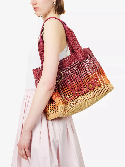 Chloe Women's Summer Banana East-West Raffia Tote Bag Chloe