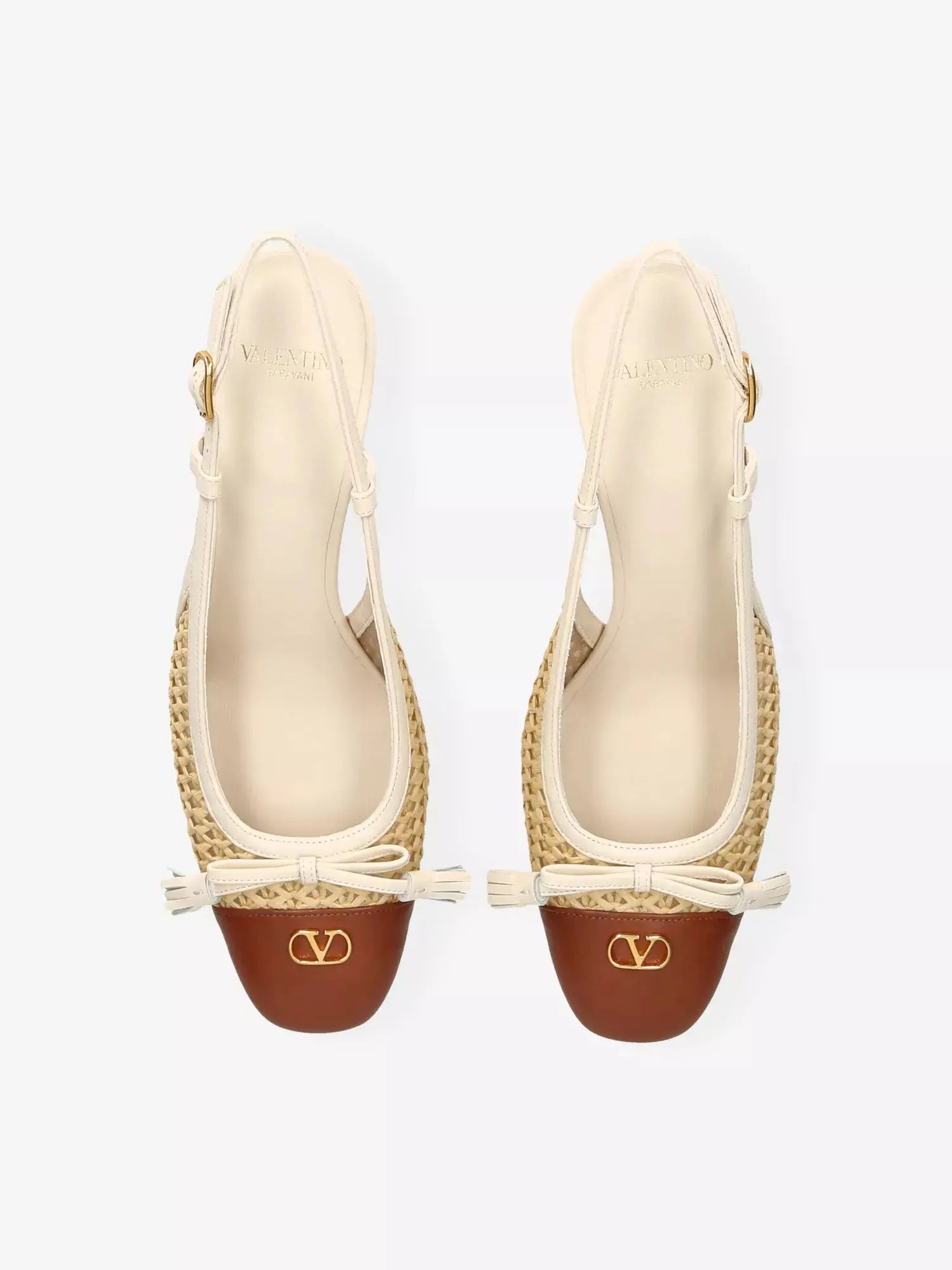 Valentino Garavani Women's Valet Du Roi 60 Raffia And Leather Slingbacks Valentino Garavani