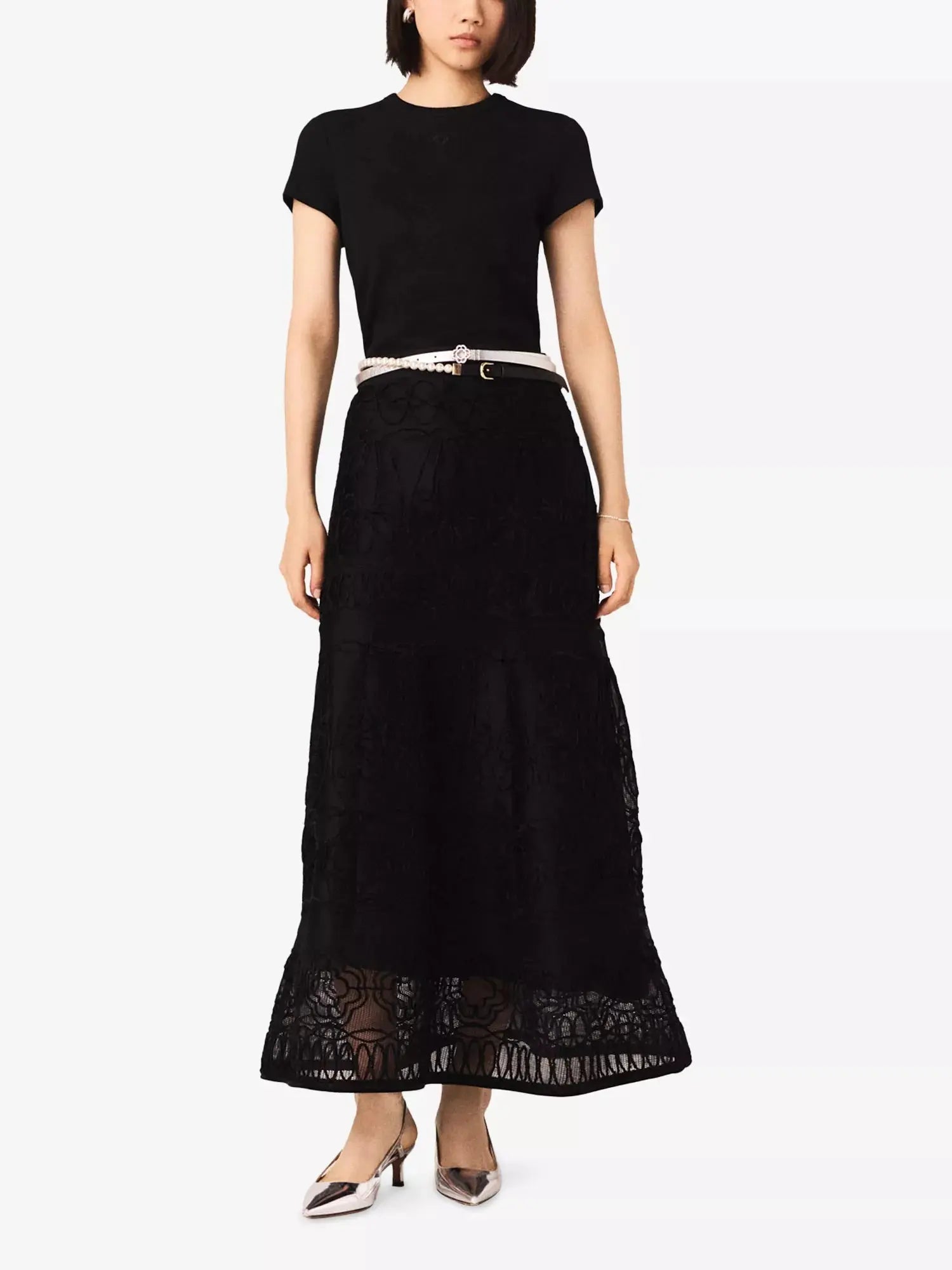 Maje Women's Floral-Embroidered Woven Maxi Skirt Maje