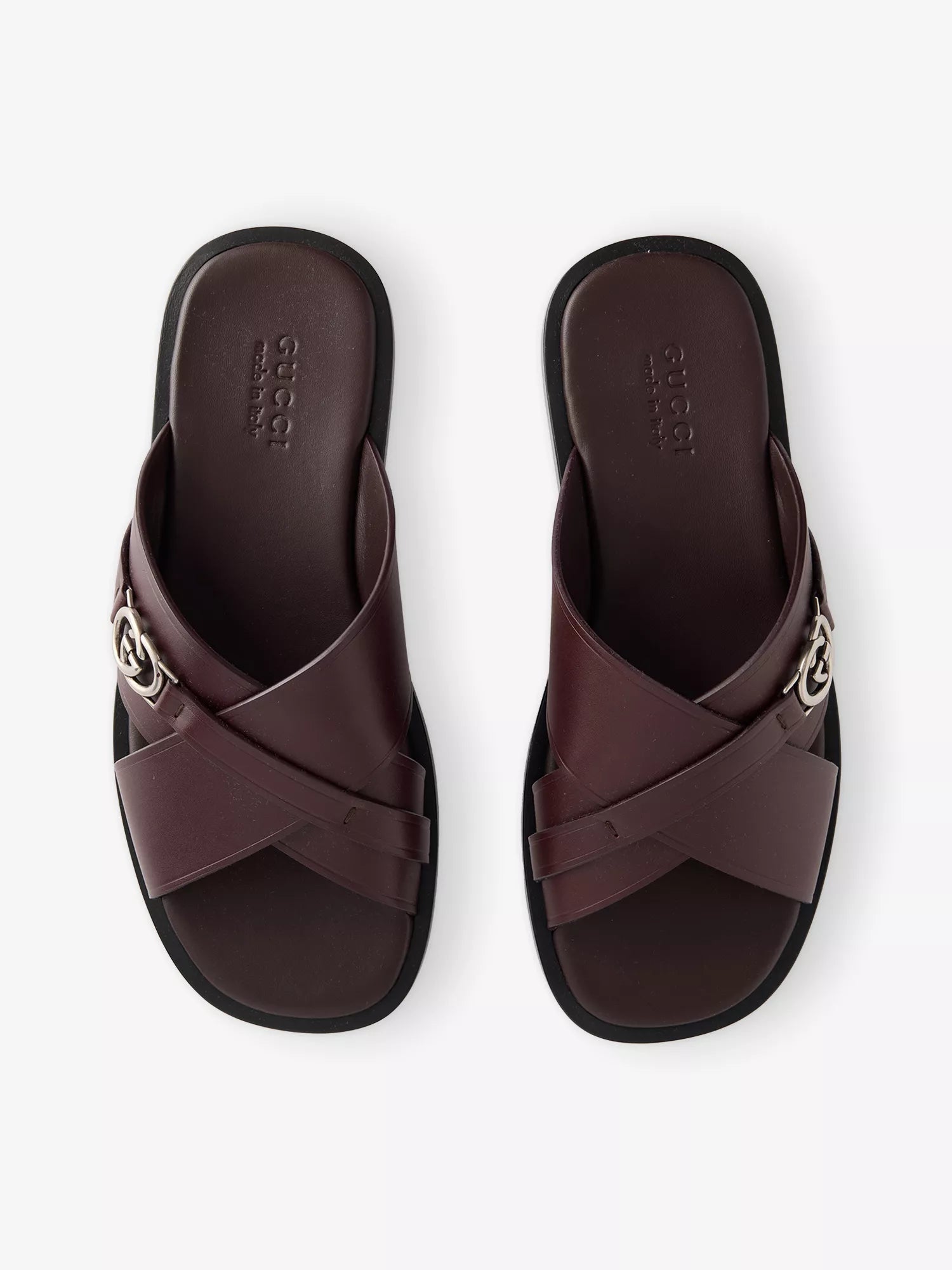 Gucci Men's Interlocking G Leather Sliders Gucci