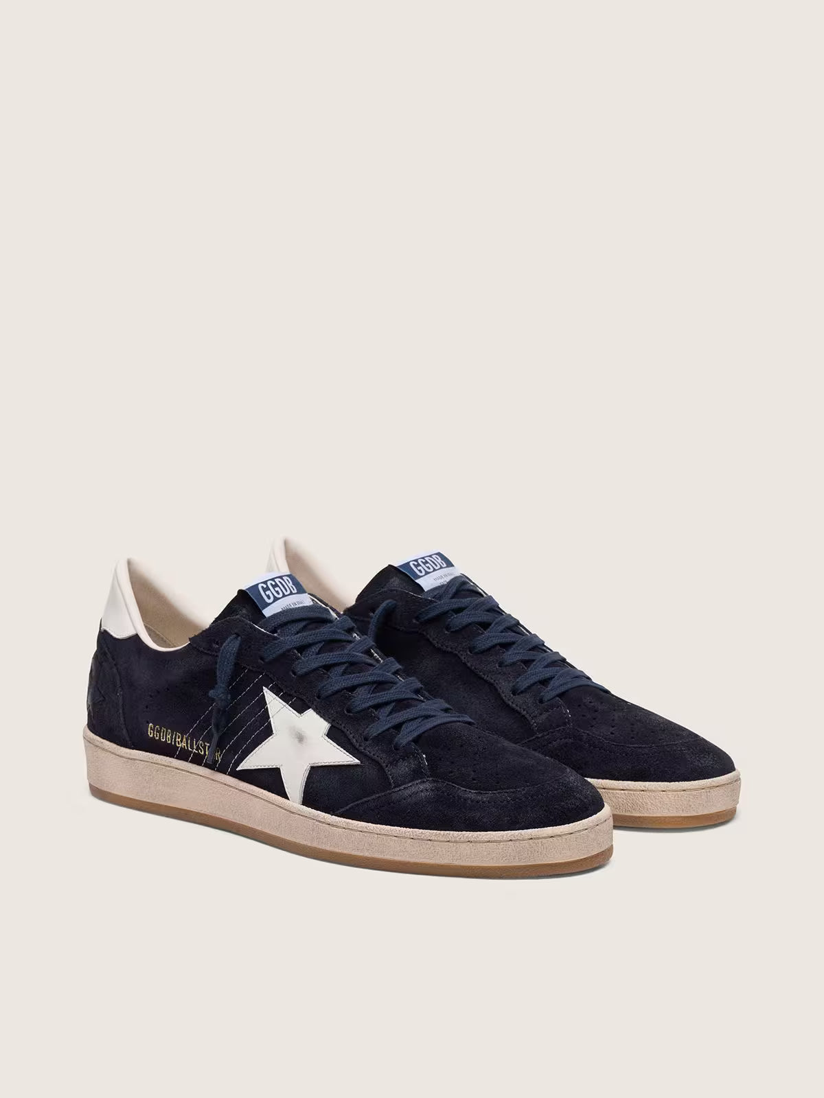 Golden Goose Men’s Ball Star in dark blue suede with white leather star Golden Goose