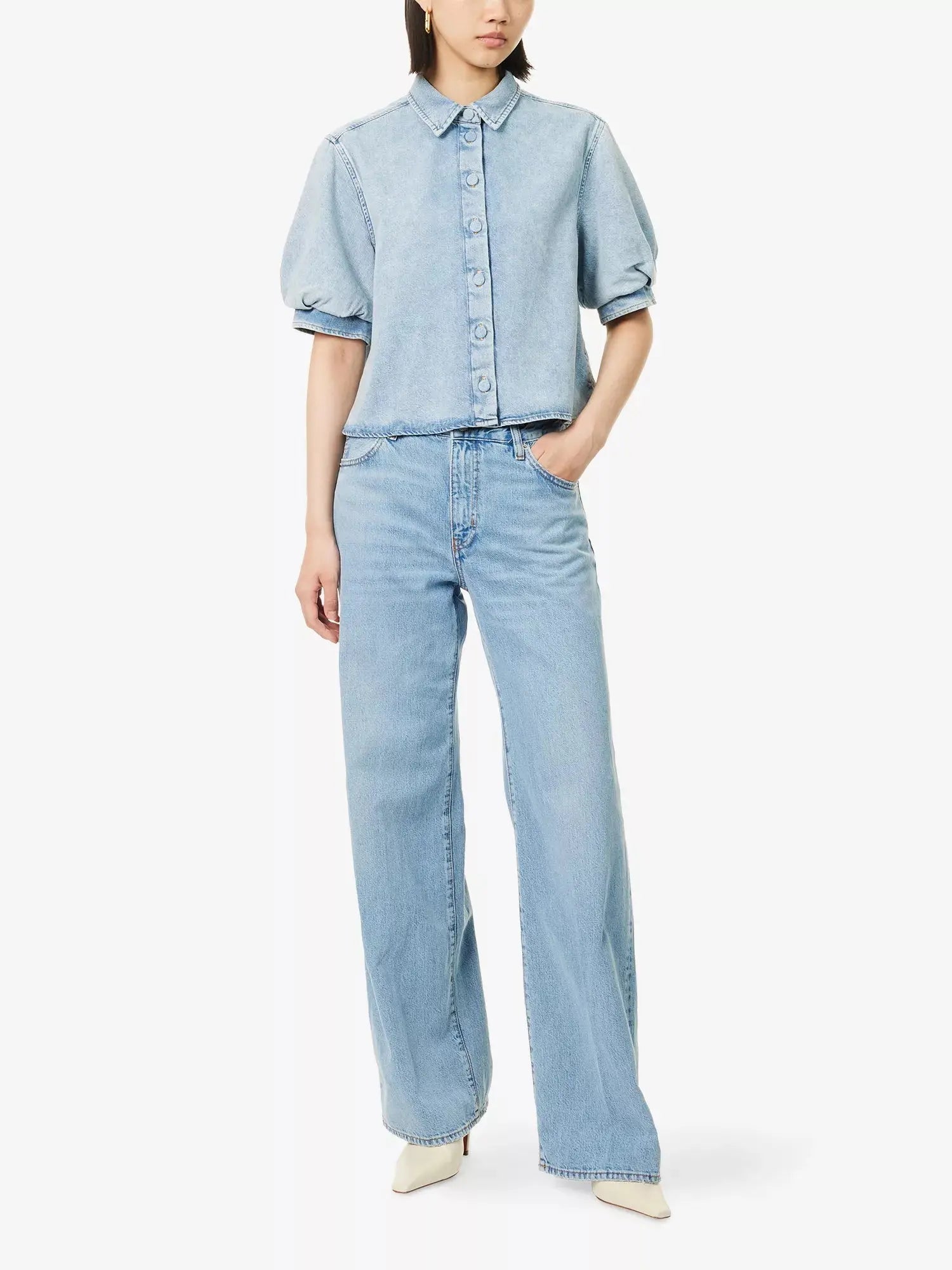 Frame Women's The Off Duty Stroll Mid-Rise Wide-Leg Denim Jeans Frame