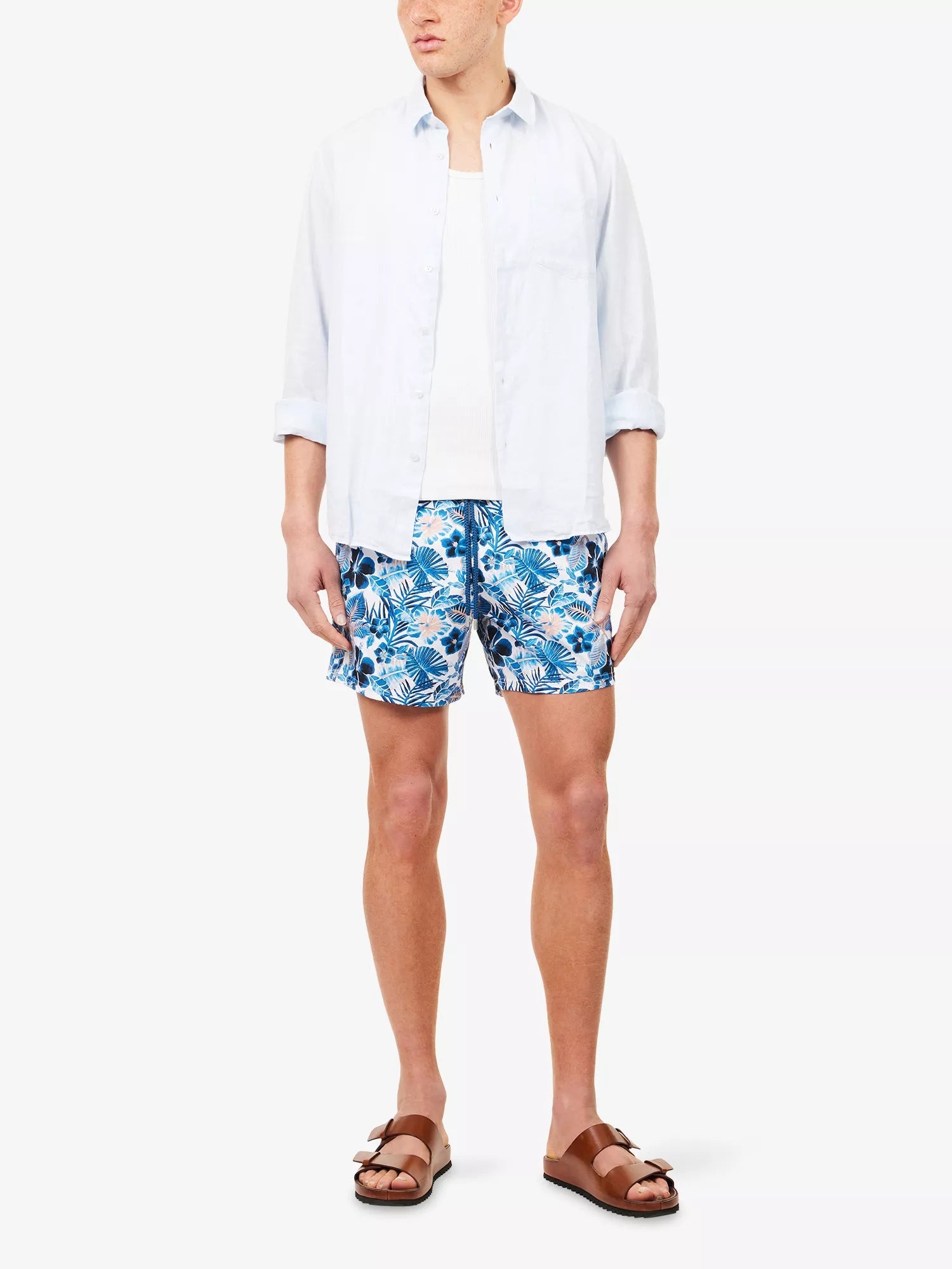 Vilebrequin Men's Moorise Palm-Print Swim Shorts Vilebrequin