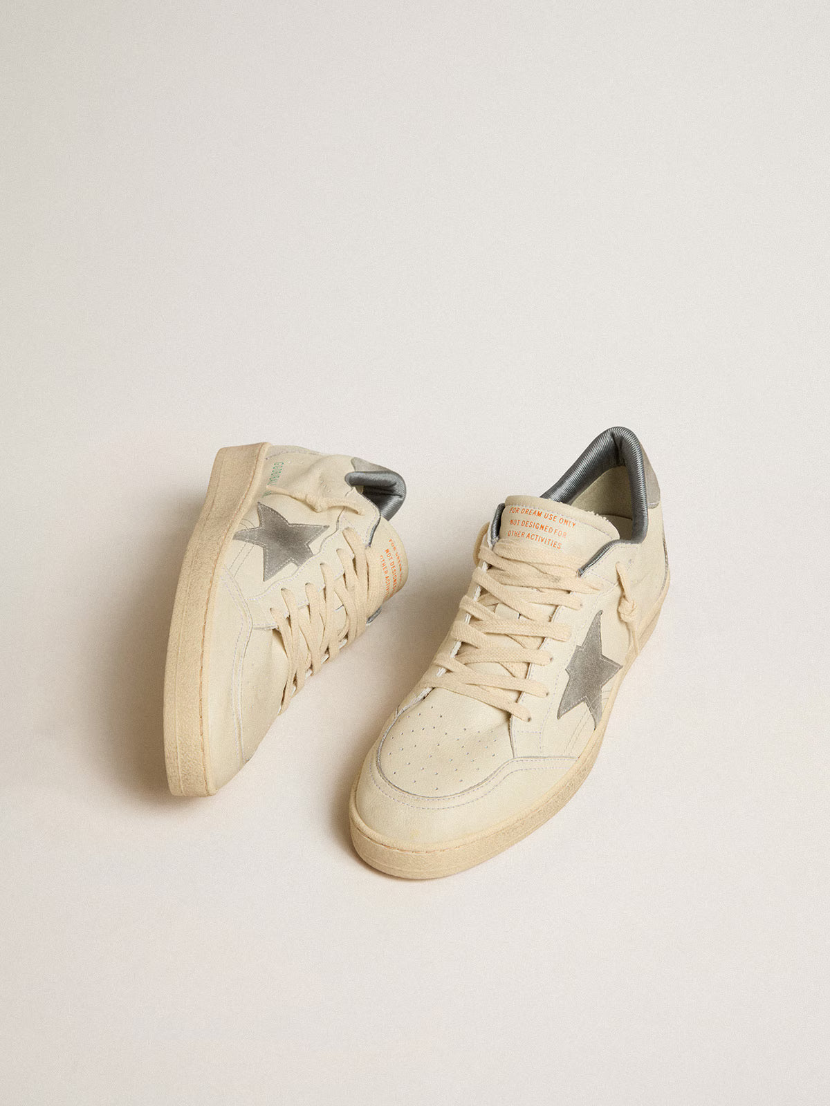 Golden Goose Men's Ball Star in nappa leather with gray suede star and heel tab Golden Goose