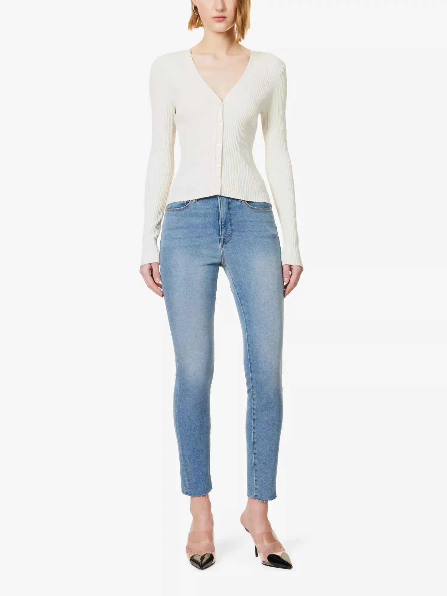 Good American Women's Good Legs skinny-leg mid-rise cropped stretch-denim jeans Good American
