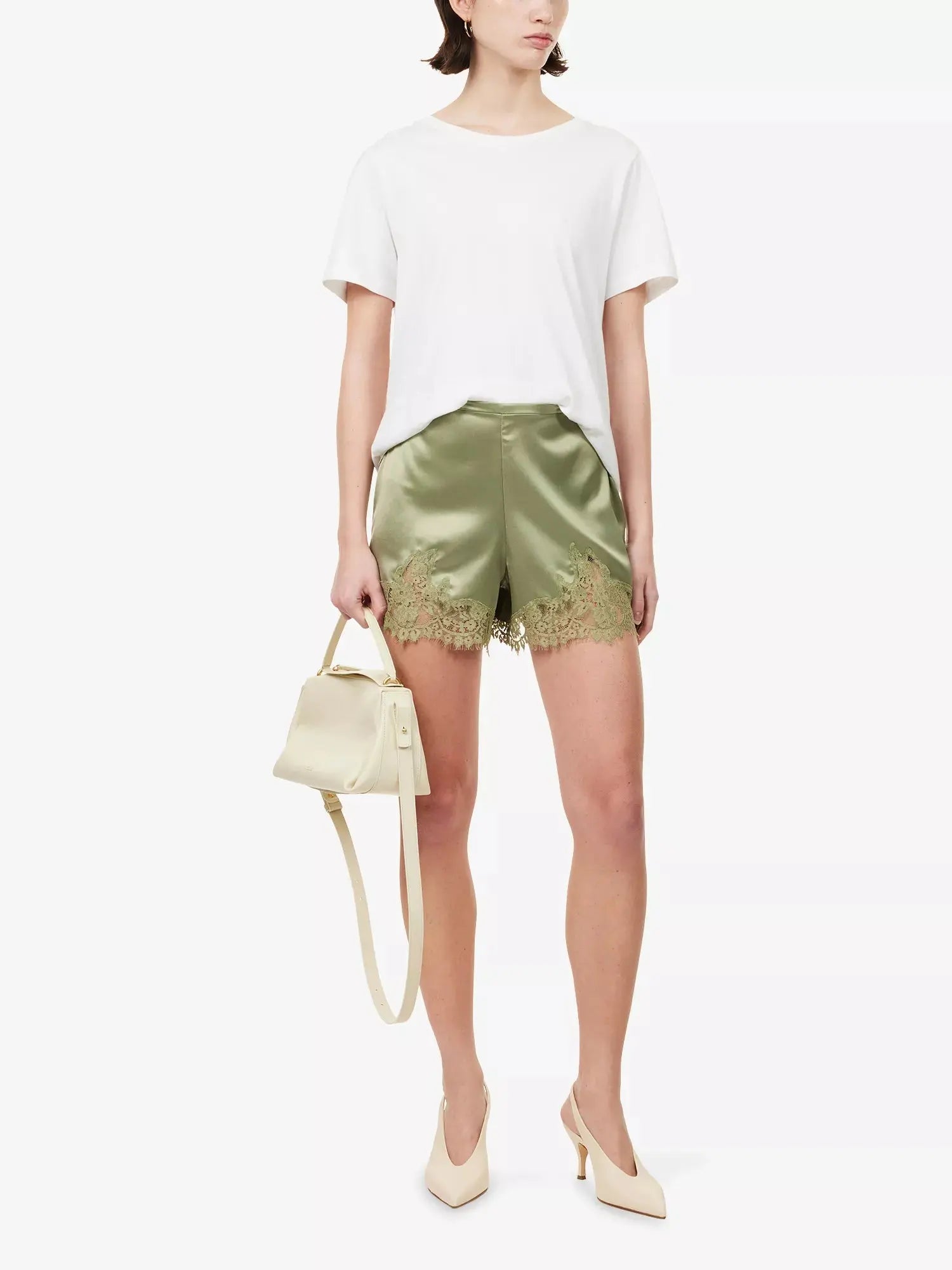Reformation Women's Fern Floral-Lace Satin Shorts Reformation