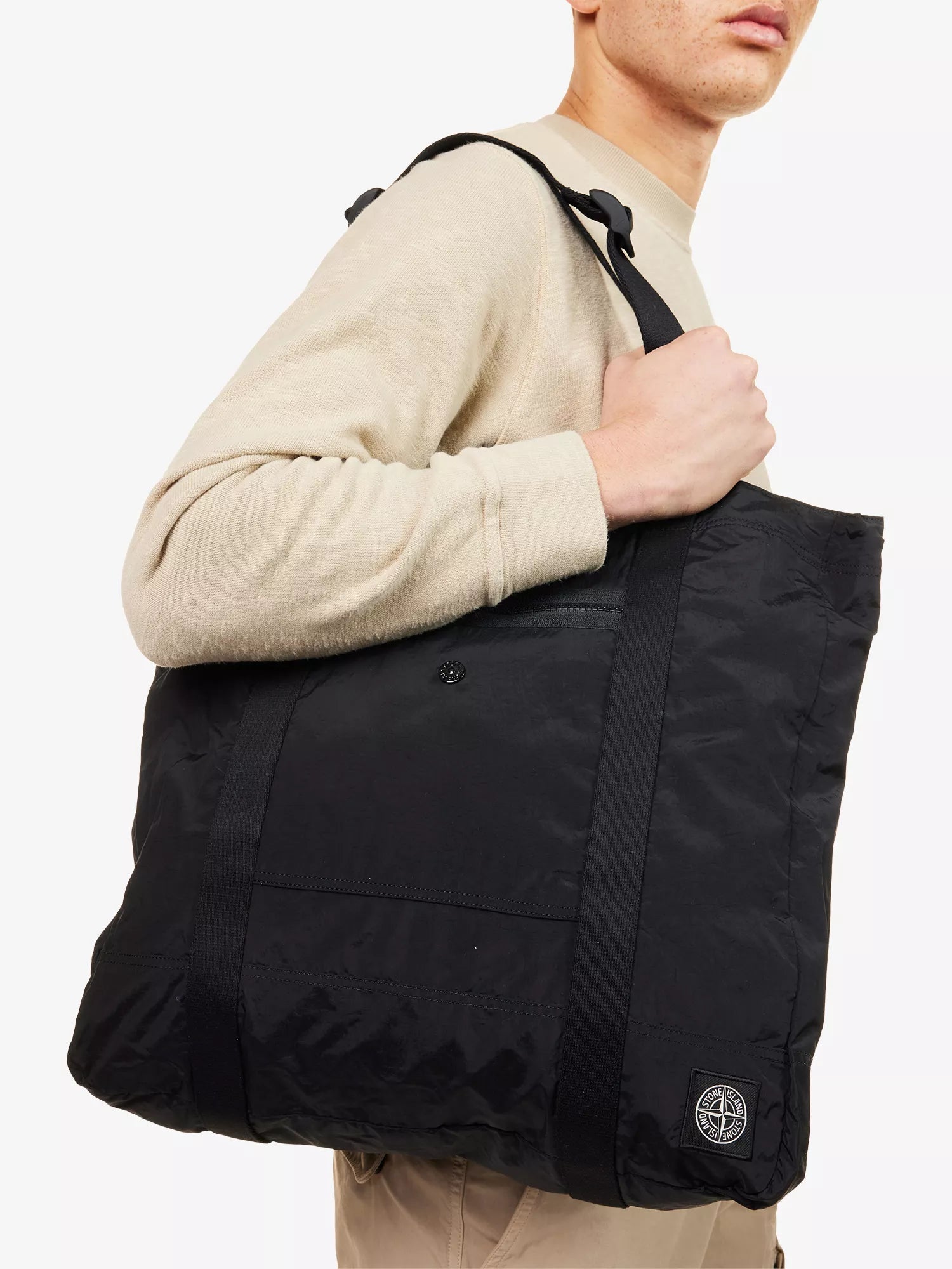 Stone Island Men's Brand-Patch Zip-Pocket Tote Bag Stone Island