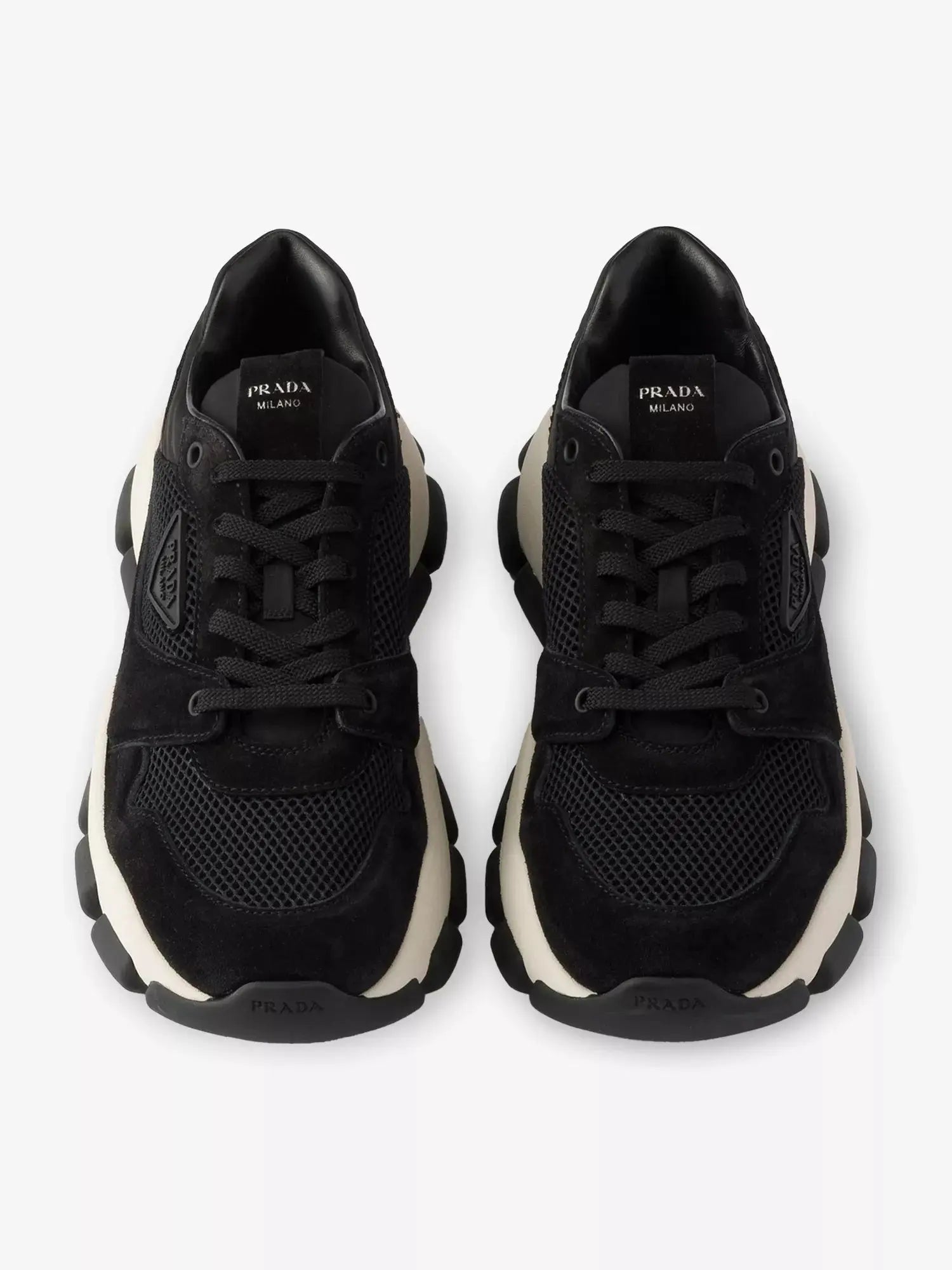 Prada Women's Panelled Mesh and Suede Trainers Prada